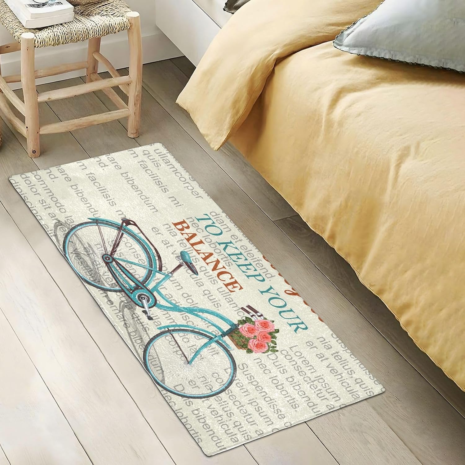 ALAZA Tapete de cocina con cita inspiradora y con cita inspiradora sobre fondo de periódico, 39 x 20 pulgadas, antideslizante, suave, lavable, para