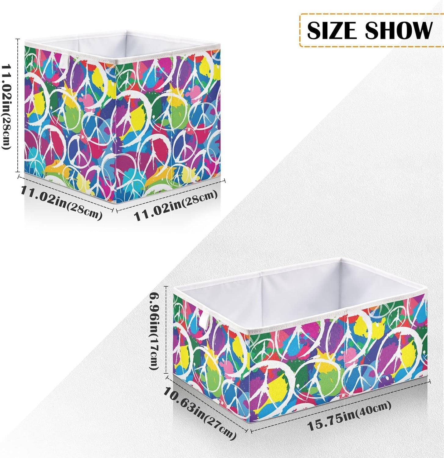 Ollabaky Cubo de almacenamiento de girasoles, cesta de almacenamiento plegable de tela, caja organizadora de tela con asa para armarios, estantes,