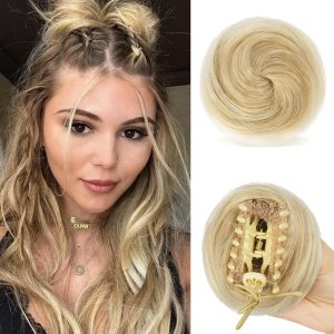 SOFEIYAN 2 piezas de extensiones de moño de pelo con clip de garra de pelo desordenado con orejas de gato, accesorio de peluca sintética en forma de SOFEIYAN 2 piezas de extensiones de moño de pelo con clip de garra de pelo desordenado con orejas de gato, accesorio de peluca sintética en forma de