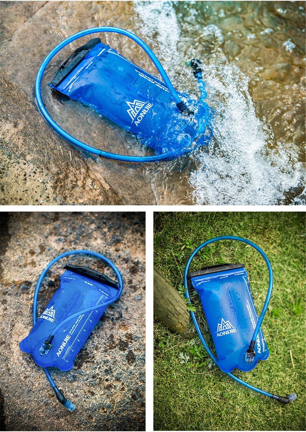 AONIJIE Bolsa de agua plegable para hidratación, bolsa de agua a prueba de fugas, depósito de agua para senderismo al aire libre, mochilero, correr,