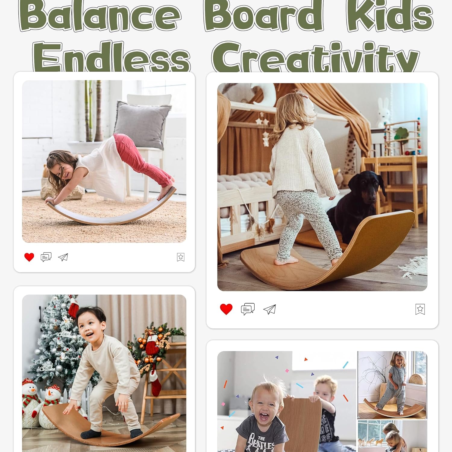 Gentle Monster Wooden Wobble Balance Board, 35 Inch Rocker Board Natural Wood, Kids Toddler Open Ended Learning Toy, Yoga Curvy Board for Office &