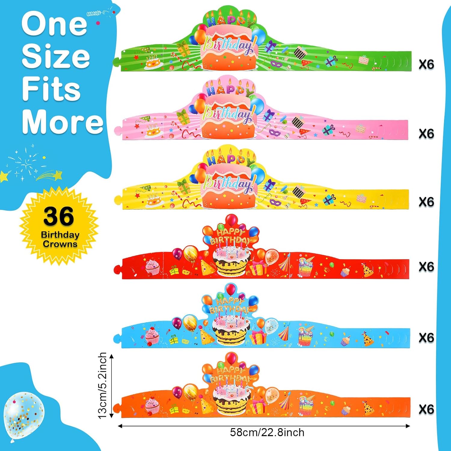 Zonon 36 coronas de cumpleaños para niños, ajustables, coloridos, sombreros de feliz cumpleaños para fiestas escolares