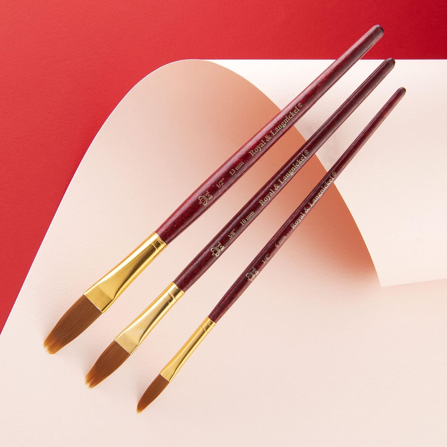 Royal & Langnickel RSET-9140 Zip N’ Close Oro Taklon Filbert Peine Set de 3 piezas