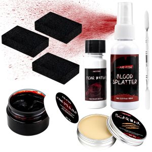 SOVONCARE Scar Wax SFX – Kit de maquillaje en aerosol de sangre falsa de Halloween, kit de maquillaje de efectos especiales, 3 esponjas de punteo, SOVONCARE Scar Wax SFX – Kit de maquillaje en aerosol de sangre falsa de Halloween, kit de maquillaje de efectos especiales, 3 esponjas de punteo,