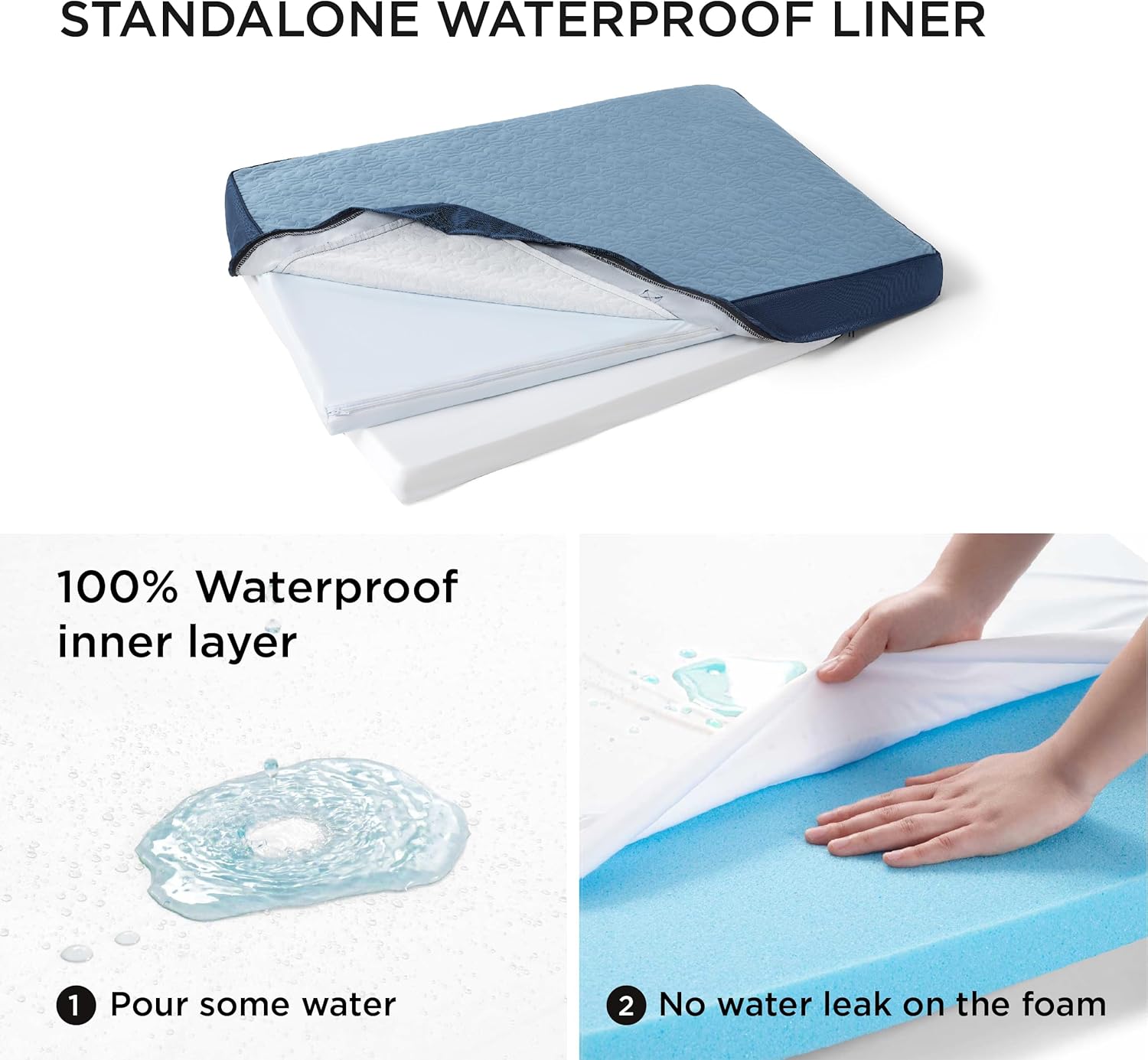 Bedsure Cama ortopédica grande para perros grandes, camas para perros de espuma viscoelástica, cama para mascotas de 2 capas gruesas con funda