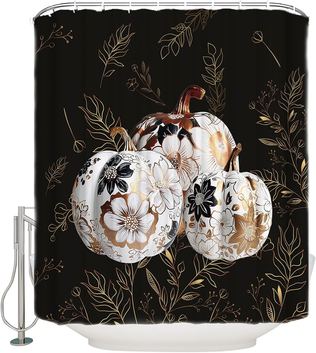 Juego de cortinas de ducha de calabazas de Acción de Gracias, impermeable, lavable, bohemio, divertido, lindo juego de cortinas de ducha para baño,