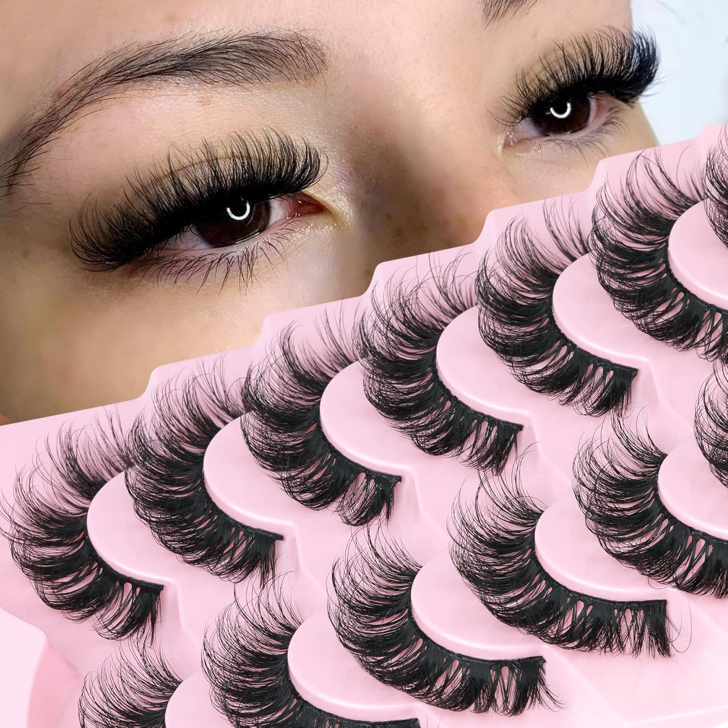 Pestañas postizas esponjosas y finas, pestañas naturales de 0.59 pulgadas, aspecto de extensiones 3D, pestañas de Focipeysa