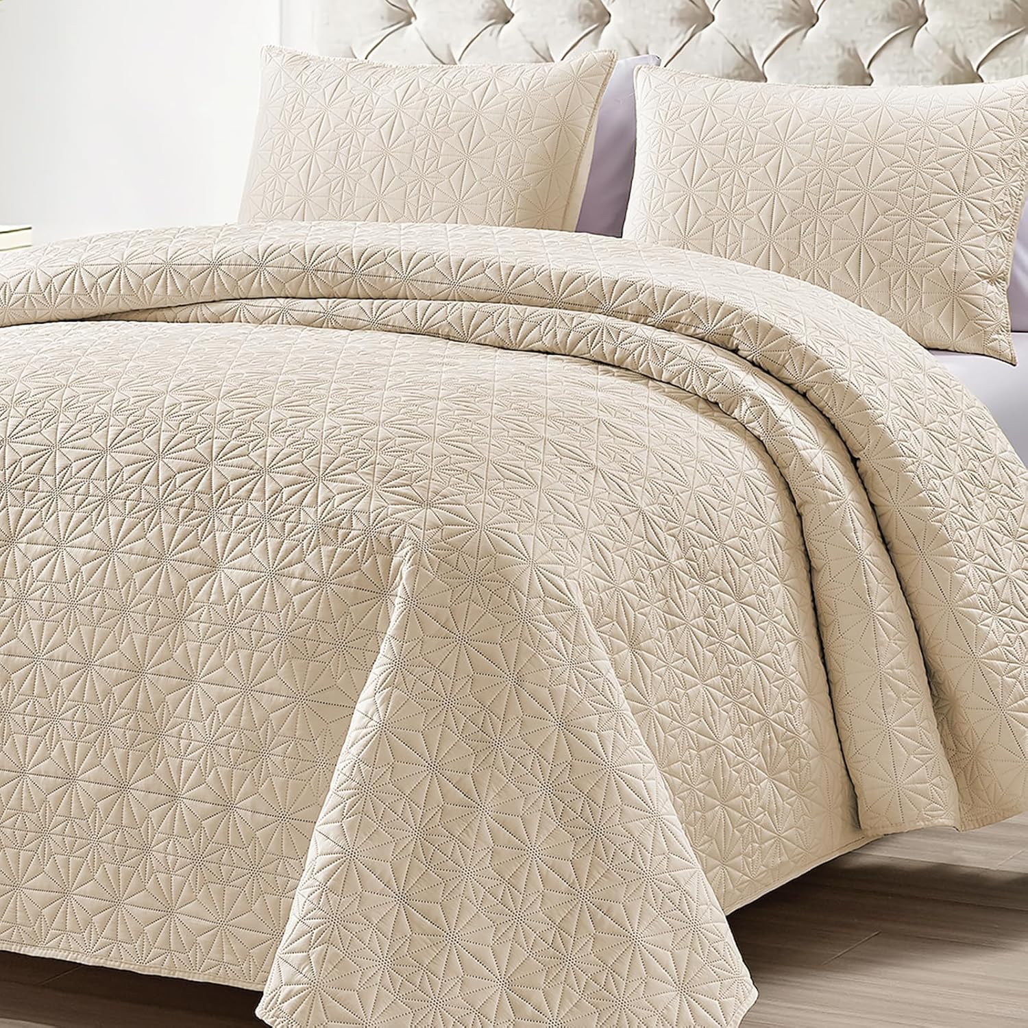 Juego de edredón de lujo de 2 piezas tamaño individual, edredón elegante y reversible, juego de ropa de cama beige con funda de almohada, colcha de