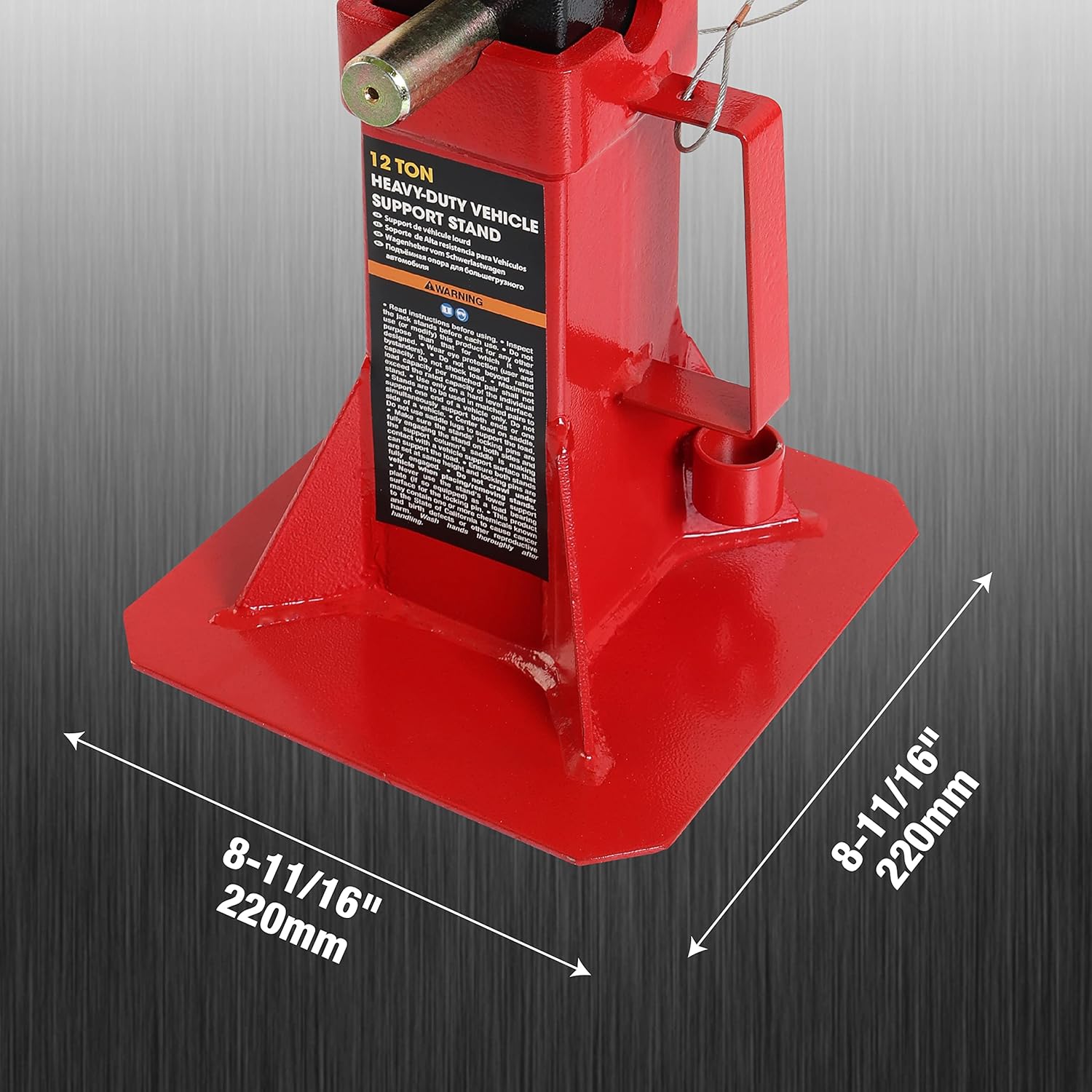 Torin ATZ120005B – Soporte para gato automotriz de altura ajustable estilo pasador, capacidad de 12 toneladas (26,400 libras), rojo, 1 par