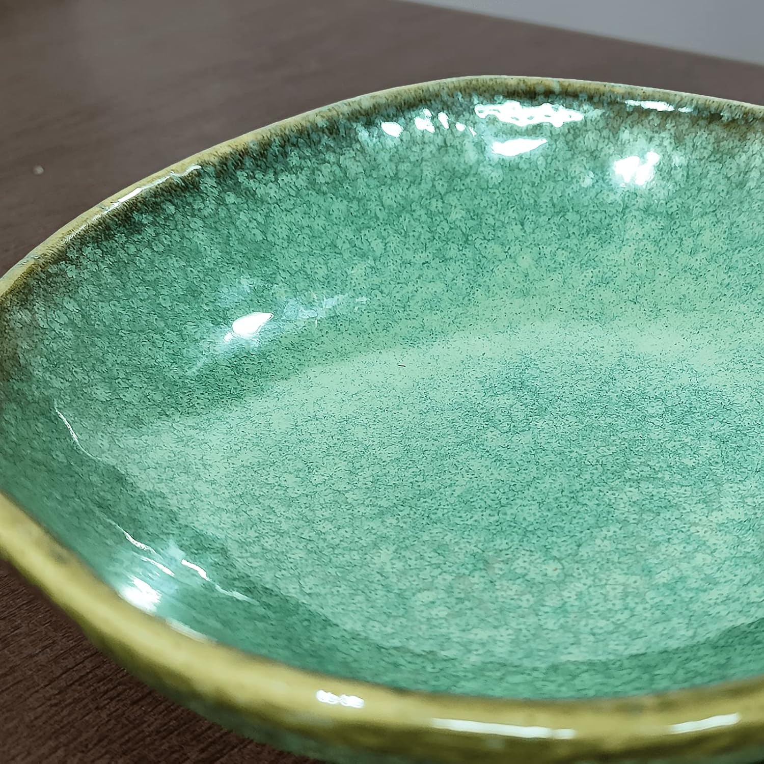 VOMANA Cuenco decorativo de cerámica con esmalte verde, cuenco pequeño para dulces de 8 pulgadas, plato para llaves para mesa de entrada, acento de
