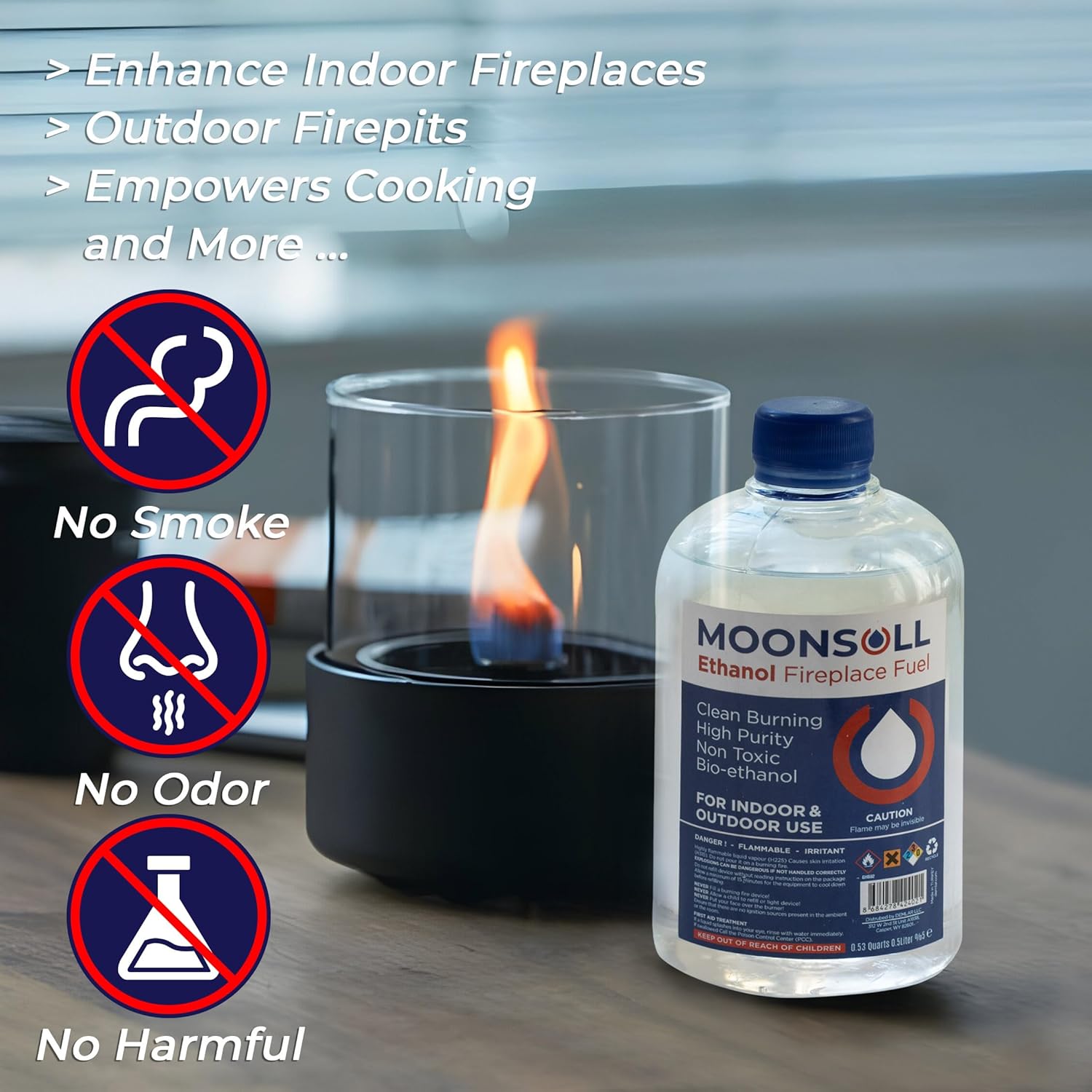 Combustible de bioetanol para fogata de mesa (12 x 0.5 litros), combustión limpia, sin ventilación, combustible de chimenea de etanol, alcohol