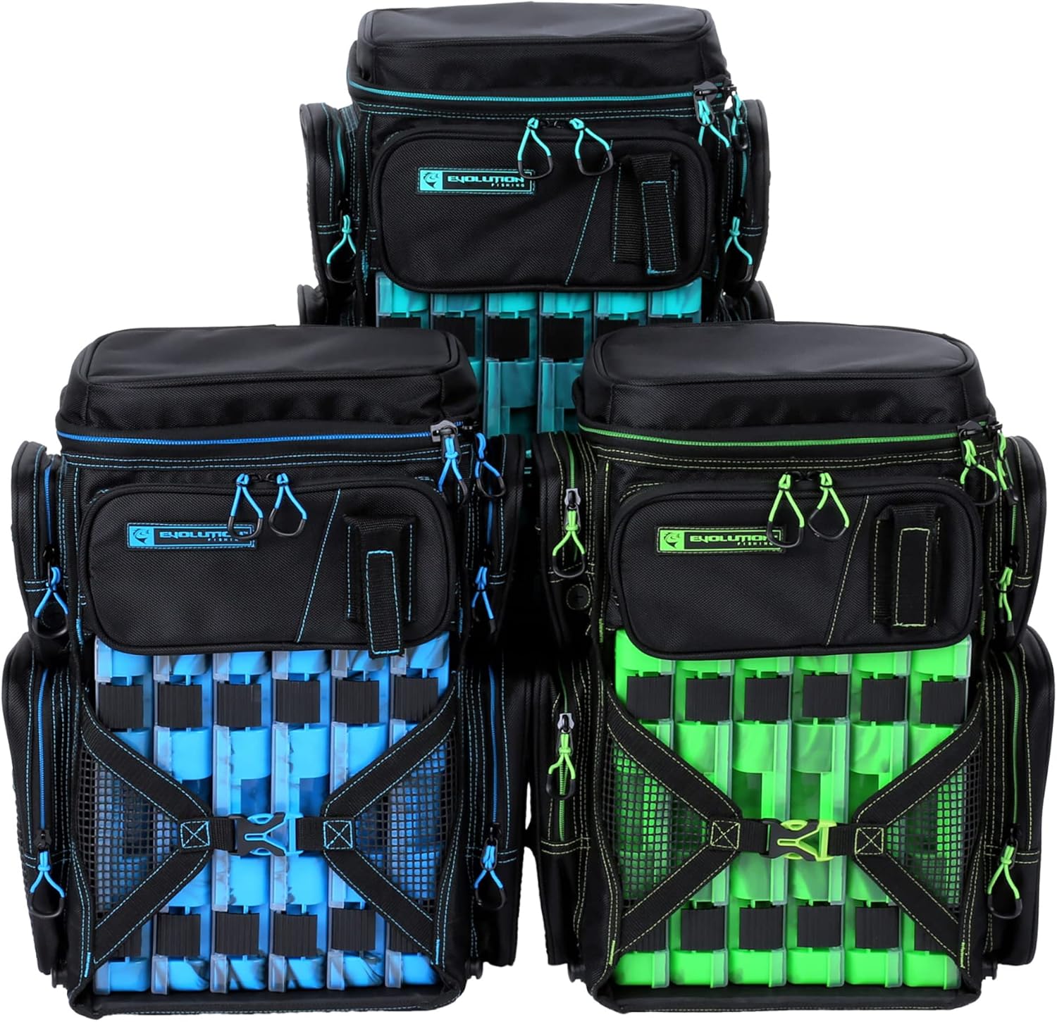 Evolution Fishing Drift Series – Mochila para aparejos – Azul, tamaño 3600, mochila para exteriores con 6 bandejas de aparejos de pesca, mosca de
