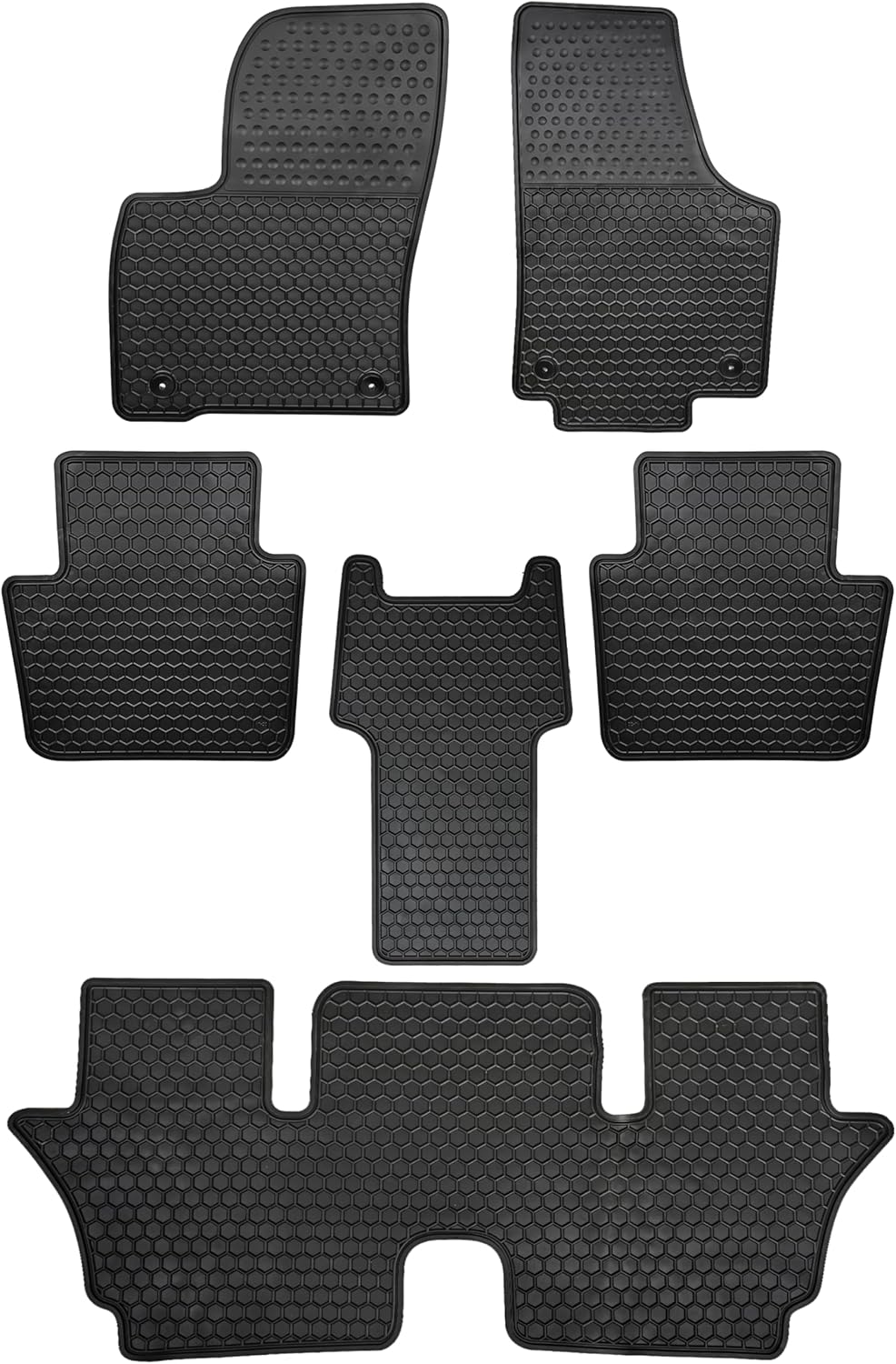 Alfombrillas de coche personalizadas para Volkswagen Atlas 2018-2023 con asientos de segunda fila, alfombrillas de goma negra para todo tipo de
