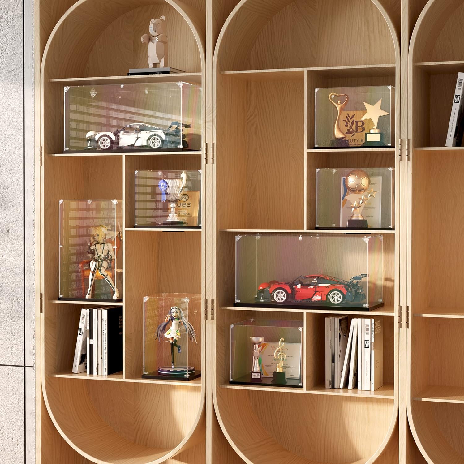 Vitrina de acrílico transparente autoensamblable para coleccionables, caja de exhibición de acrílico, caja de vidrio alternativa para figuras de