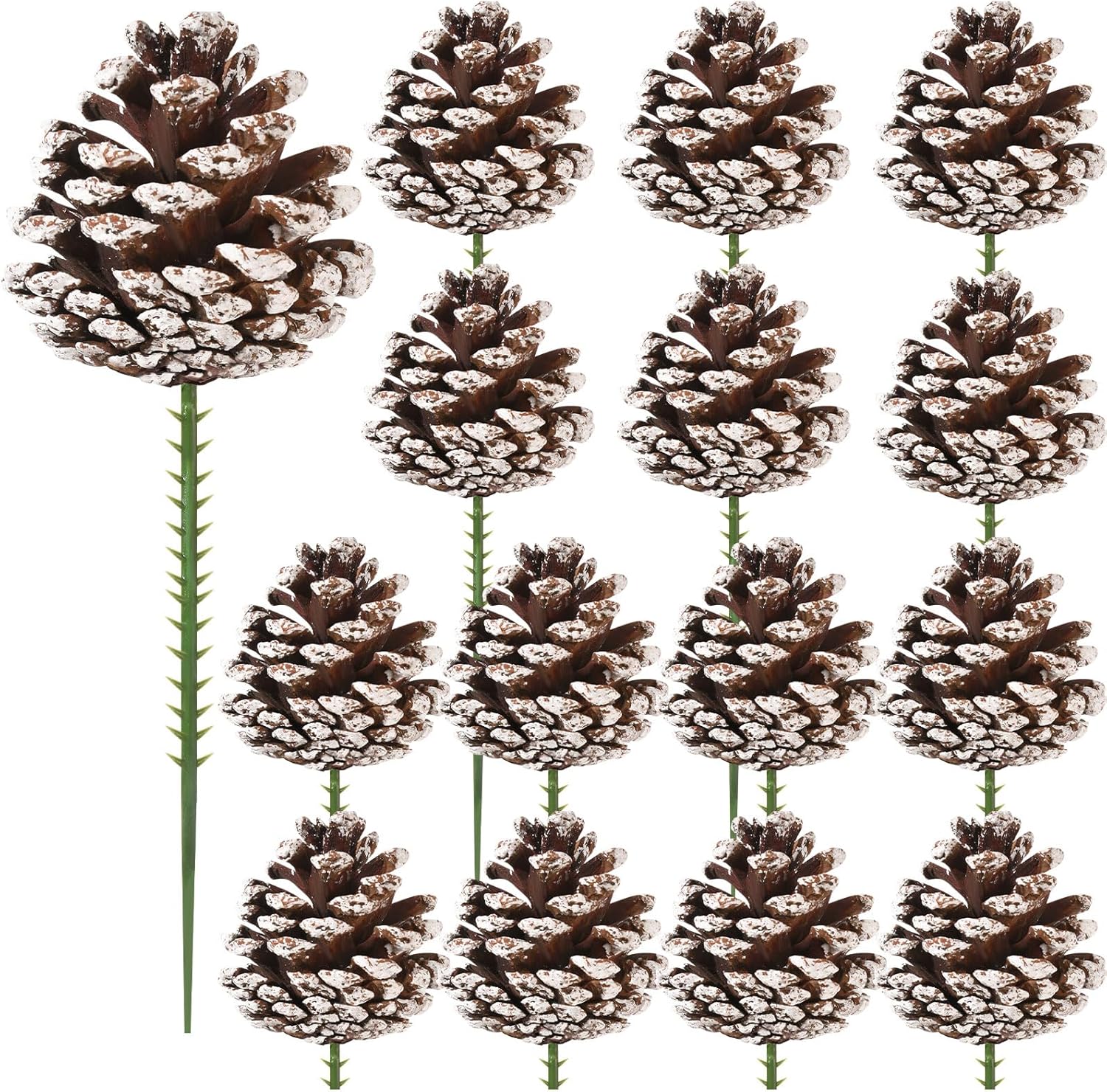 Púas de pino natural de Navidad de 3 pulgadas, 15 piezas de piñas de nieve para decoración de árbol de Navidad, hogar, fiesta, bricolaje