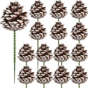 Púas de pino natural de Navidad de 3 pulgadas, 15 piezas de piñas de nieve para decoración de árbol de Navidad, hogar, fiesta, bricolaje Púas de pino natural de Navidad de 3 pulgadas, 15 piezas de piñas de nieve para decoración de árbol de Navidad, hogar, fiesta, bricolaje