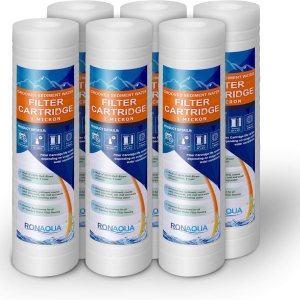 6 Grooved 1 Micron Sediment Water Filter Cartridges 10″x 2.5″, Four Layers of Filtration, Removes Sand, Dirt, Silt, Rust, made from Polypropylene 6 Grooved 1 Micron Sediment Water Filter Cartridges 10″x 2.5″, Four Layers of Filtration, Removes Sand, Dirt, Silt, Rust, made from Polypropylene
