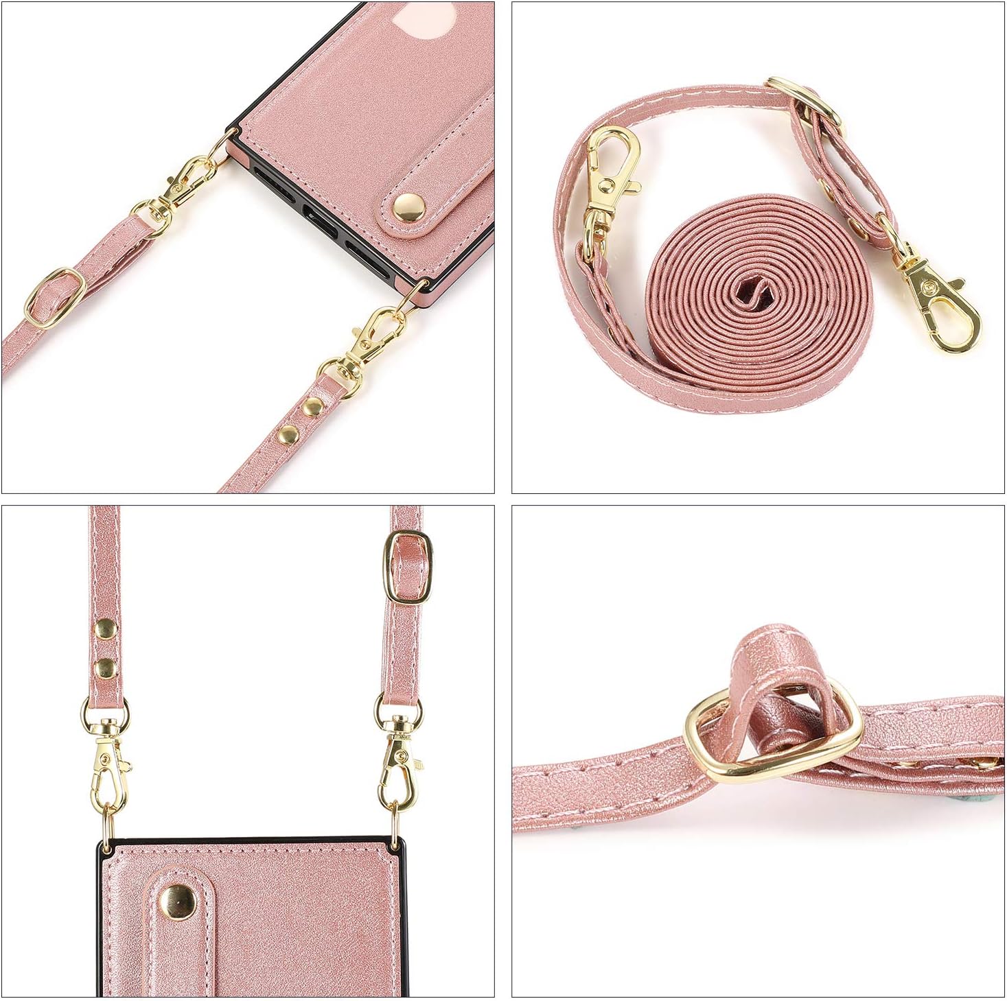 Funda tipo cartera para Samsung Galaxy Note 20, correa de piel ajustable extraíble para tarjetas cruzadas, correa para el cuello, correa para el