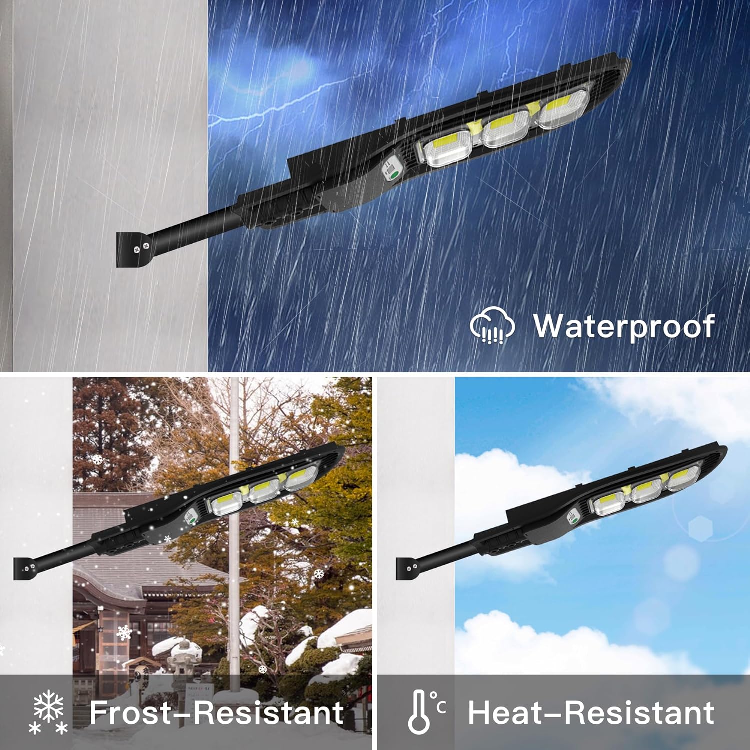 Farolas solares para exteriores, luces solares de inundación para exteriores con sensor de movimiento, luces solares de estacionamiento para