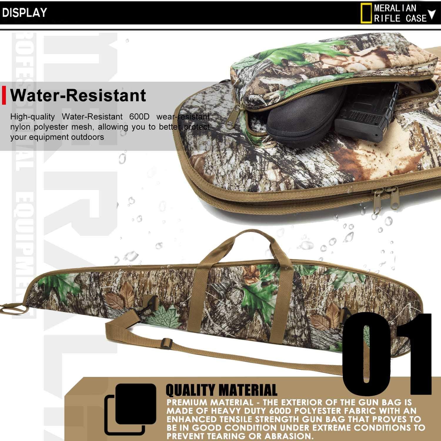 Funda para rifle de 444852 pulgadas, resistente al agua, con bolsillo con cremallera para rifles con alcance.
