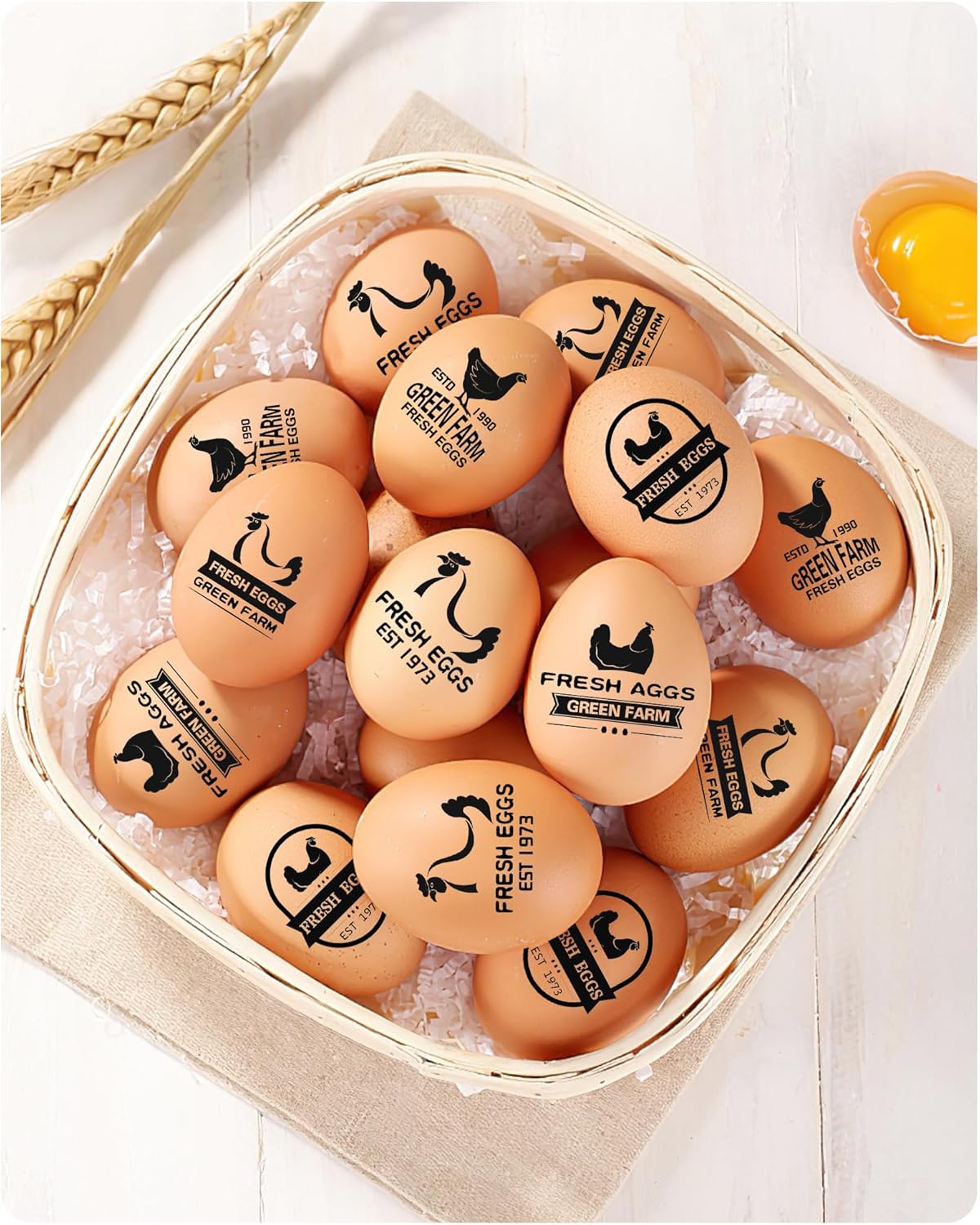 Sellos de huevos personalizados para huevos frescos, sello personalizado de huevo de pollo con nombre del logotipo, sello de huevo personalizado