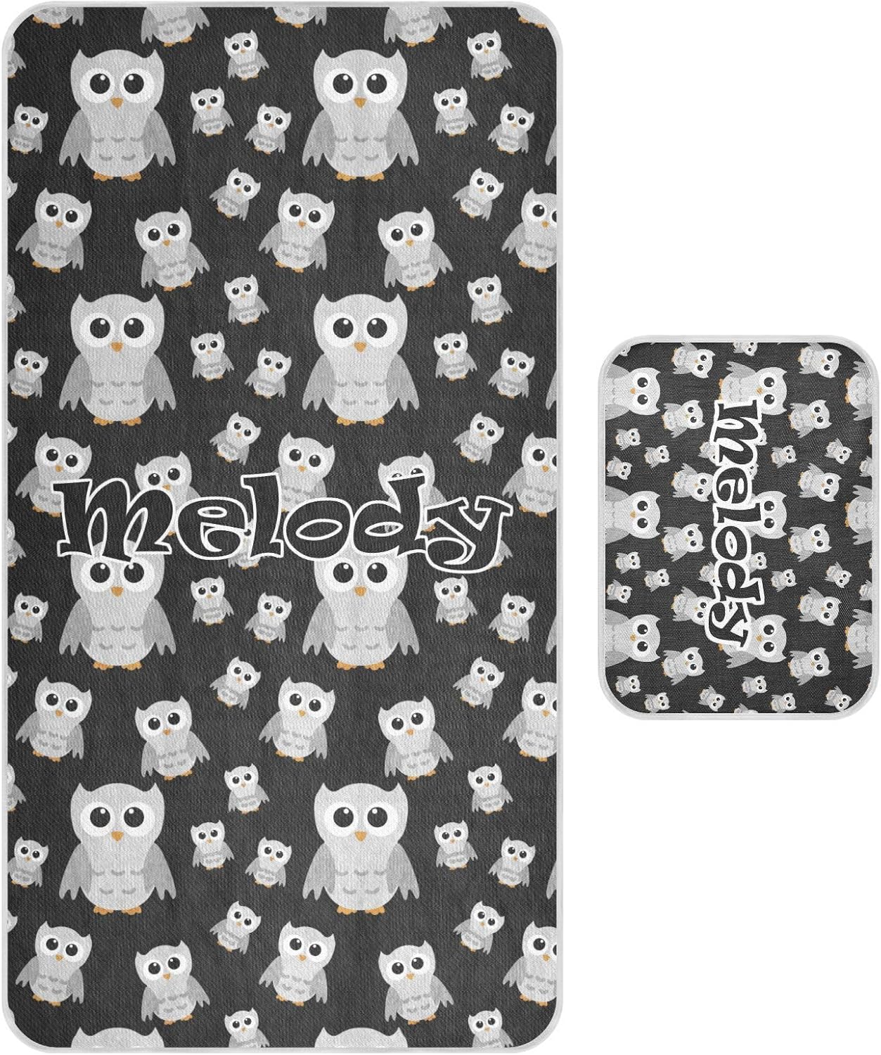 Custom Gray Owls Black Crib Mattress Protector Pad for Boys Girls Baby Ice Silk Mat Bed Pack and Play Sheets Cooling Mattress Topper for Toddler