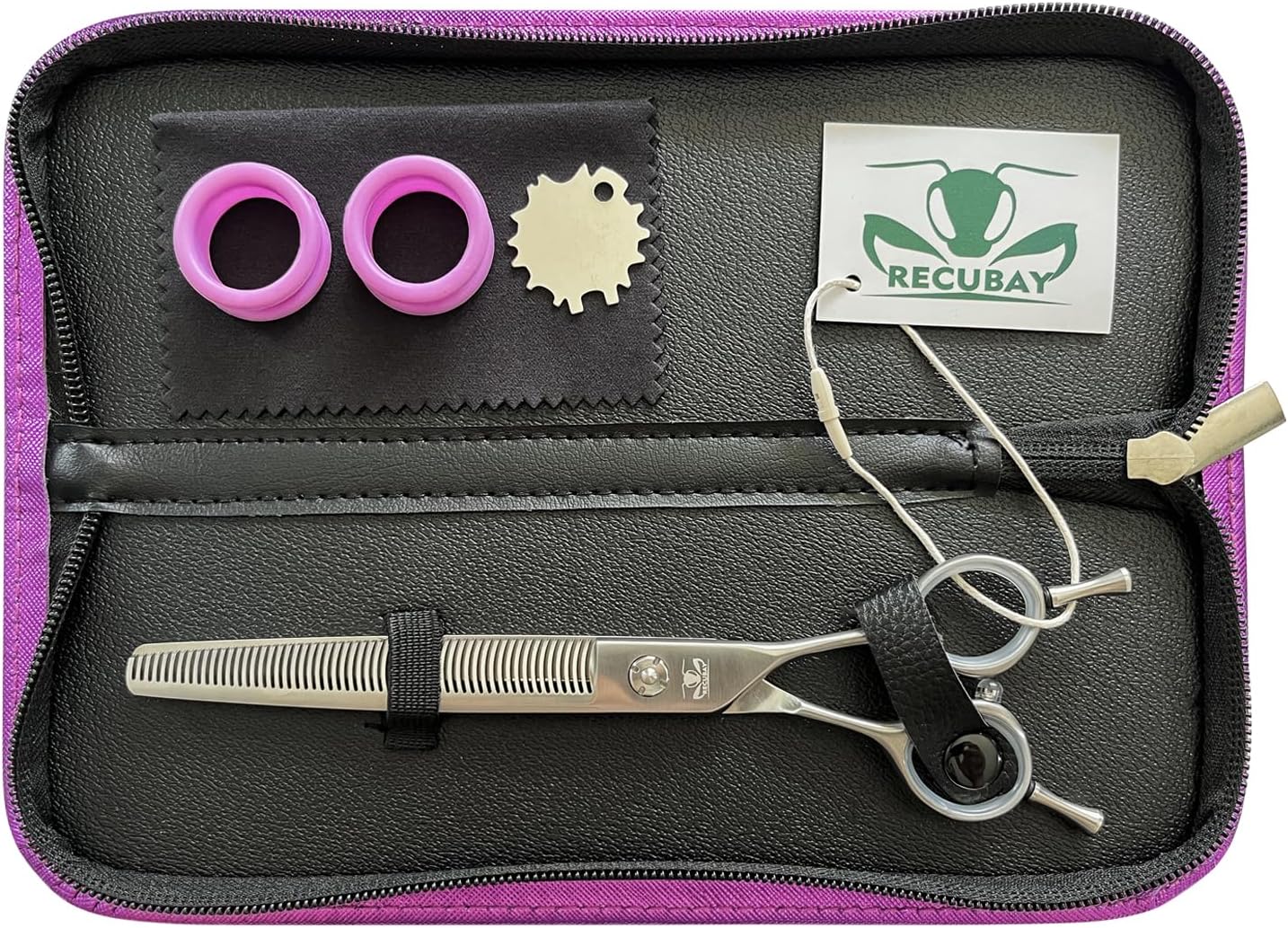 Tijeras de aseo para perros, tijeras de 7.0 pulgadas con color mate de lujo, 56 tijeras de adelgazamiento de dientes