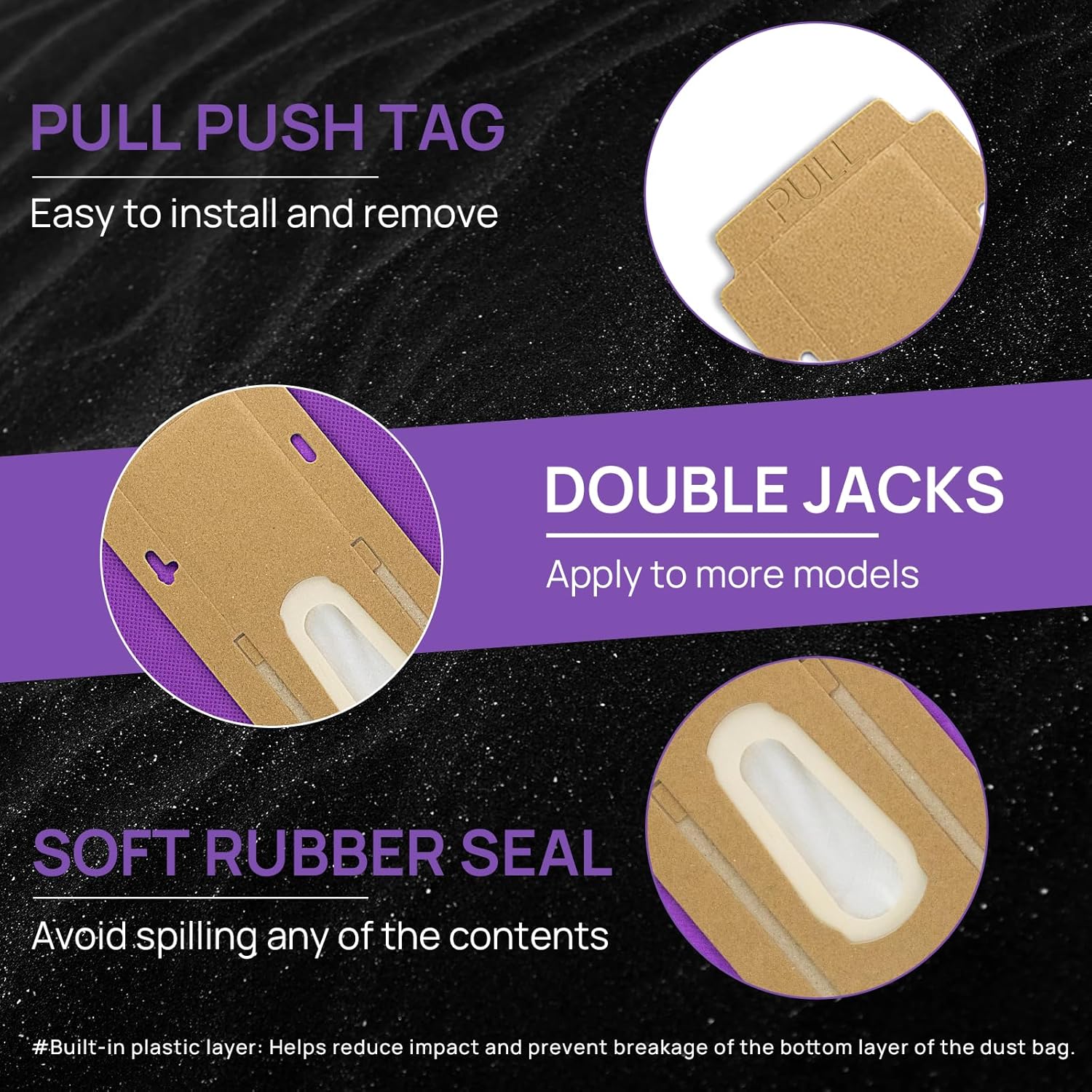 Paquete de 12 bolsas verticales de repuesto para aspiradora CC HEPA color morado, parte AK1CC6H, aptas para todos los modelos Oreck Elevate X3, X5,