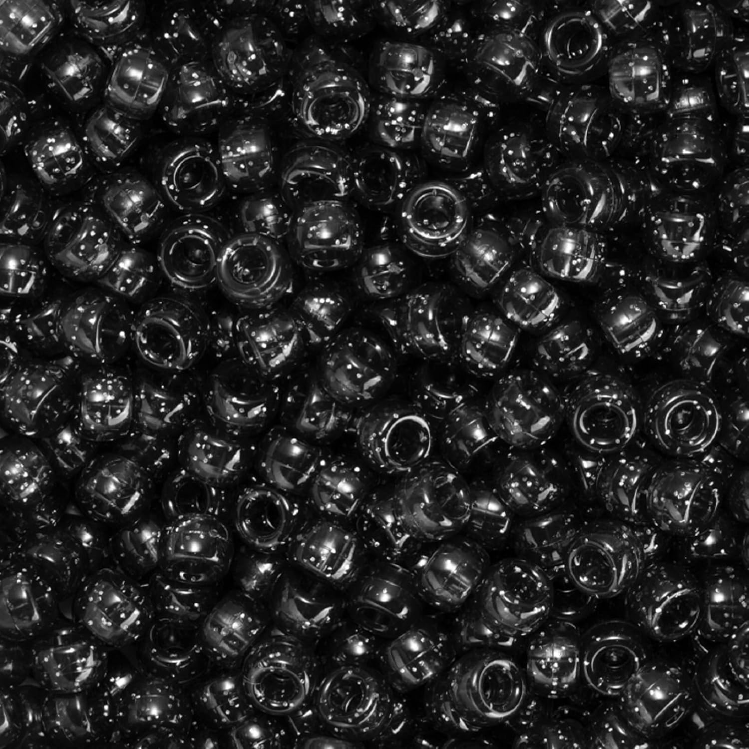 1200 cuentas de poni de 0.236 x 0.325 pulgadas, cuentas de plástico transparente con purpurina brillante para hacer pulseras, collares, joyas,
