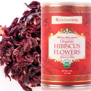 Flores orgánicas de hibisco de 4 onzas, 100% naturales y de calidad premium, aprobado por la USDA, té de hierbas, sin OMG, sin cafeína Flores orgánicas de hibisco de 4 onzas, 100% naturales y de calidad premium, aprobado por la USDA, té de hierbas, sin OMG, sin cafeína
