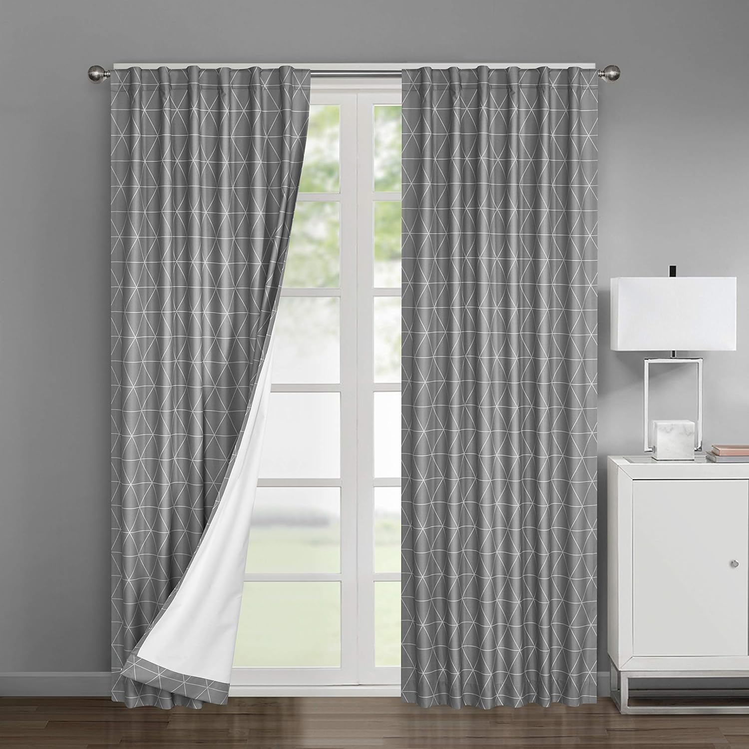Ariana – Paquete de 2 paneles de ventana con bolsillo para cortinero para oscurecimiento de habitación
