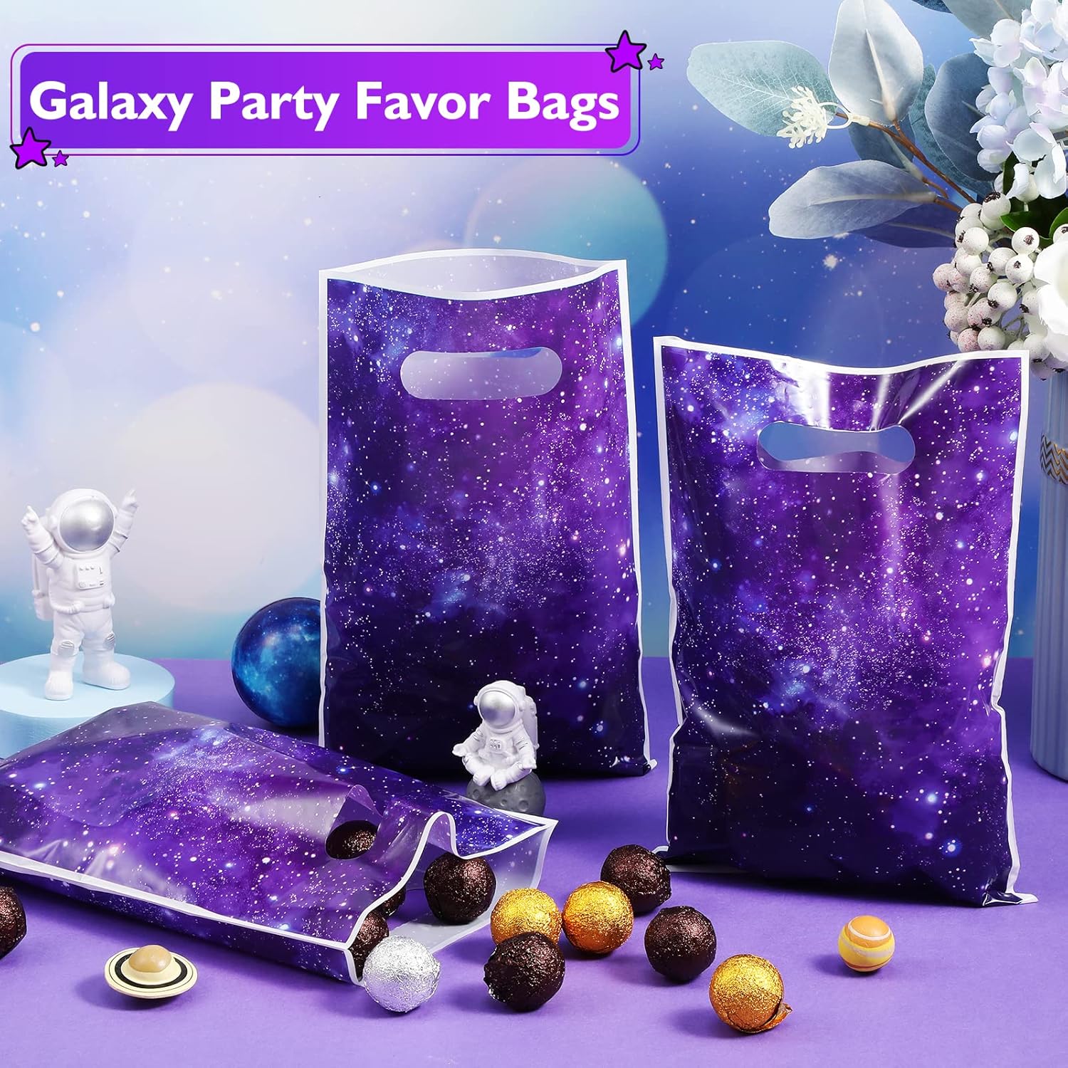 Ctosree 50 unidades de bolsas de dulces para fiesta de galaxia, bolsas de golosinas de galaxia, bolsas de regalo de fiesta, bolsas de regalo de