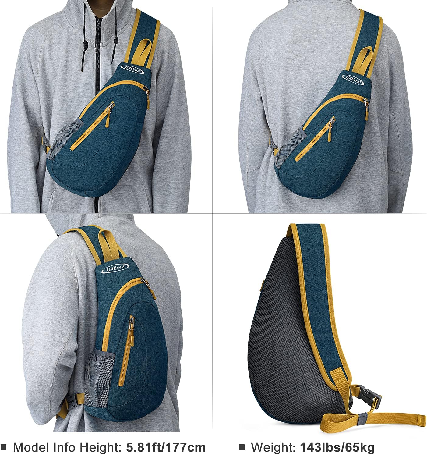 G4Free Bolsos de hombro para hombre, mochila pequeña cruzada para el pecho (azul oscuro)