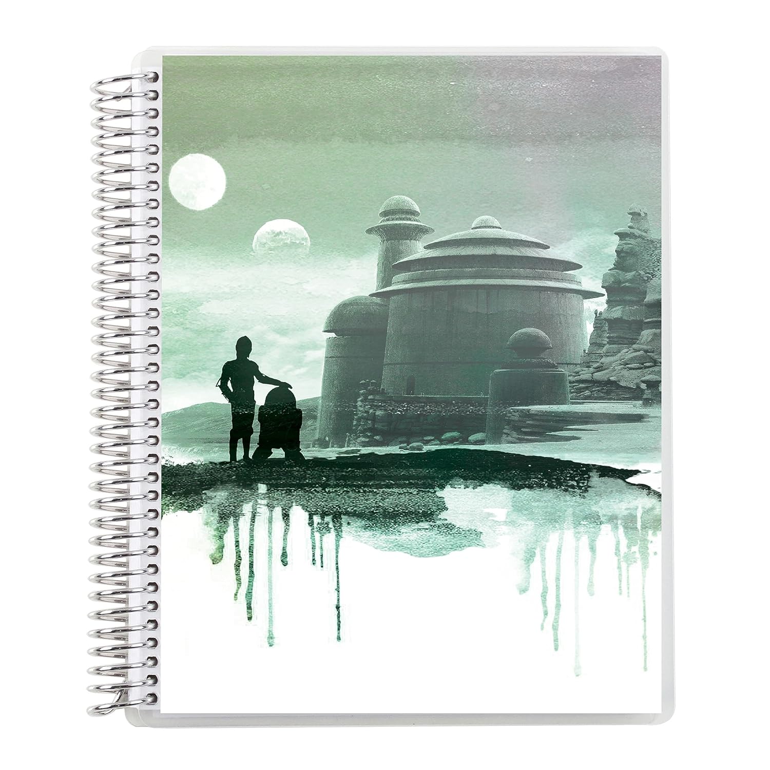 Erin Condren Cuaderno de espiral platino con cuadrícula de puntos de 7 x 9 pulgadas, acuarelas Tatooine de Star Wars. 160 páginas de cuadrícula de