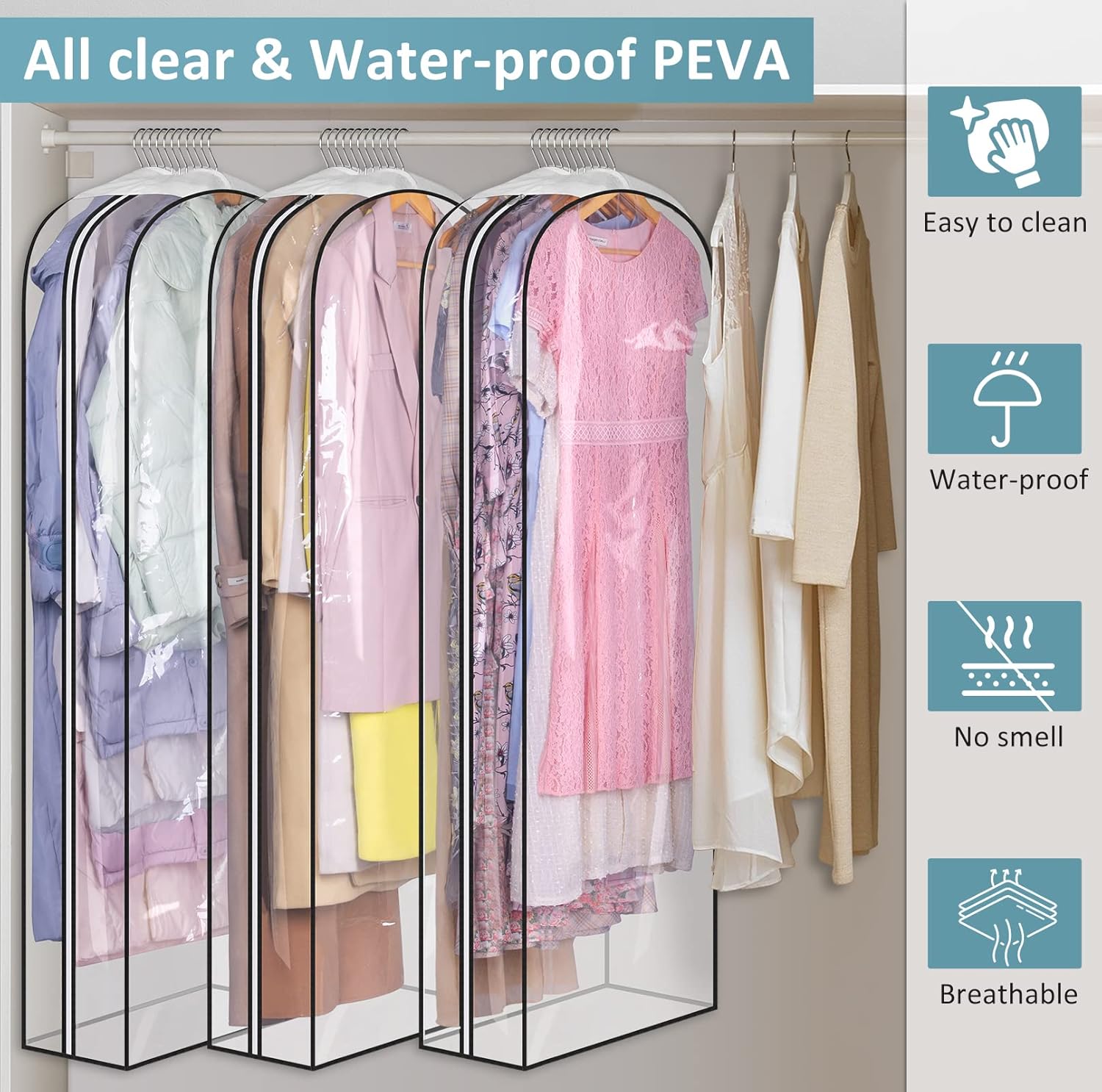 AOODA Bolsas de vestir reforzadas de 10 pulgadas para vestidos largos, caja de almacenamiento grande para gorras de béisbol, paquete de 2 artículos