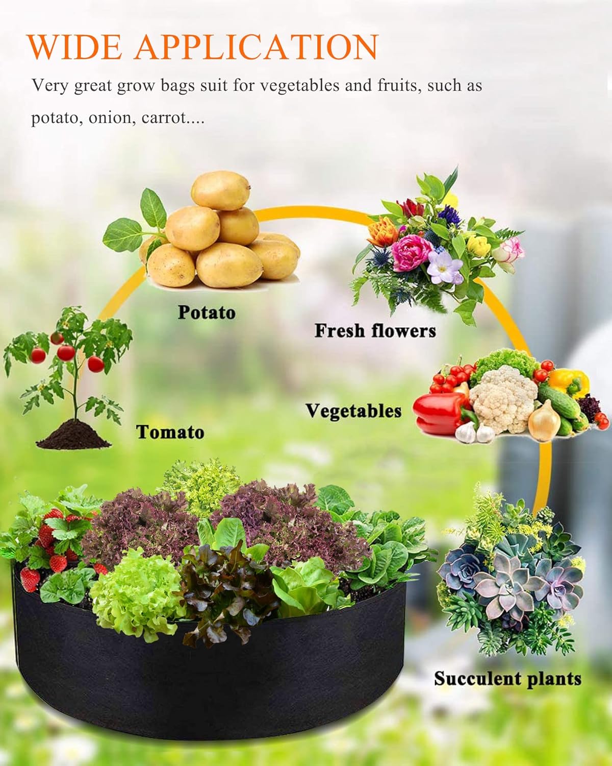 Bolsa de cultivo de 30 galones para plantas, cama grande de tela pesada negra, maceta de tela duradera para papas, zanahorias, cebollas, jardinería
