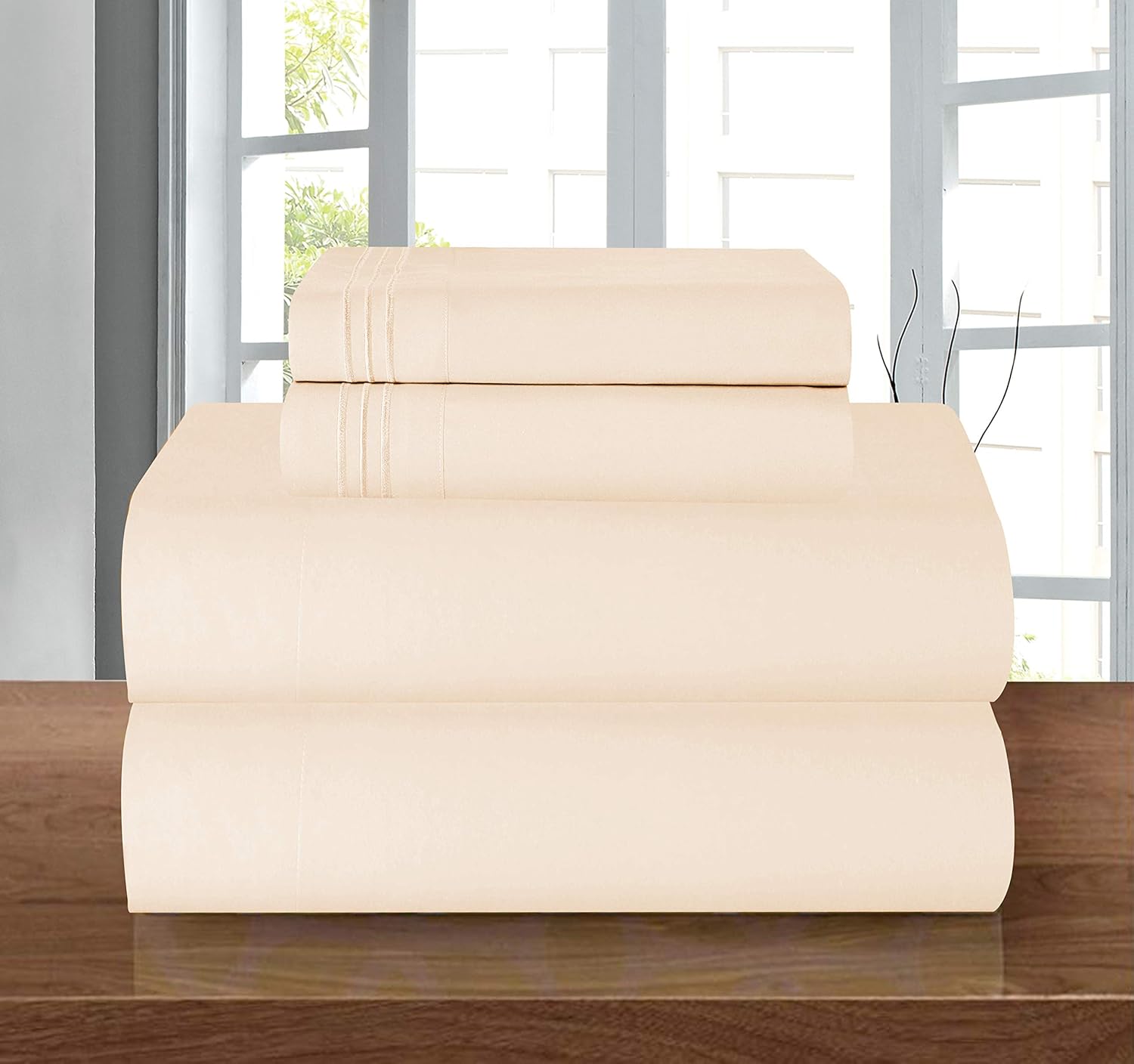 Elegant Comfort – Juego de ropa de cama suave y lujoso, 1500 hilos, 4 piezas, calidad prémium, resistente a arrugas, sábana bajera elástica,