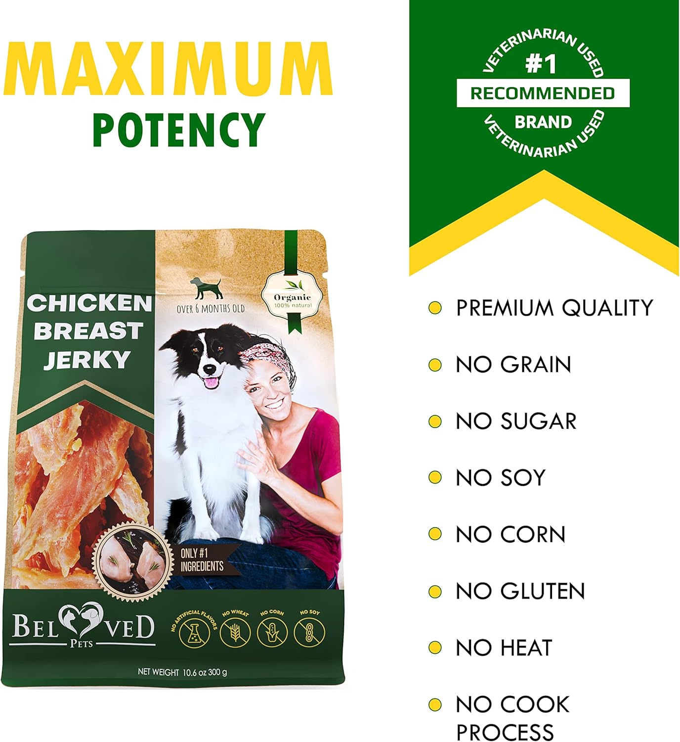 Beloved Pets Golosinas de pollo para perros de 11 onzas, bocadillos saludables naturales y orgánicos para perros grandes y pequeños, sin granos y