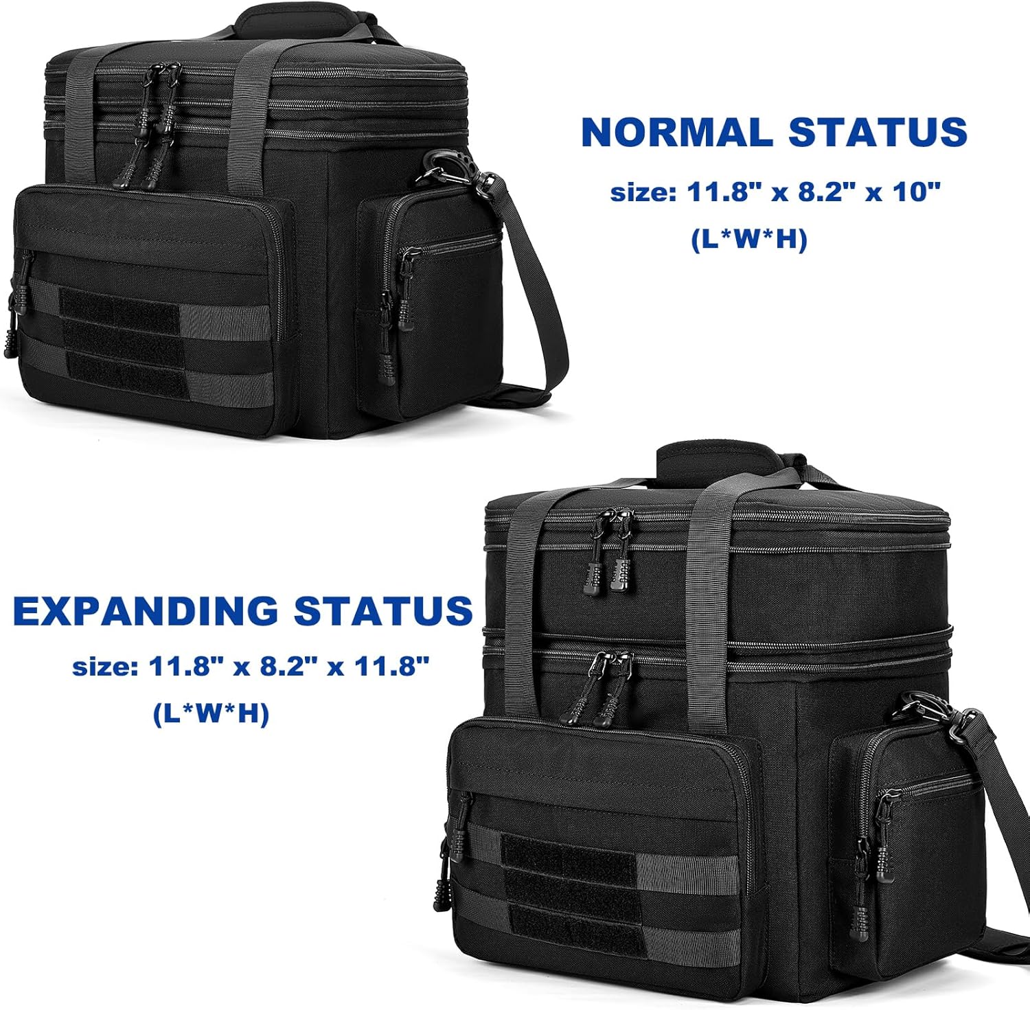 Lonchera táctica expandible para hombres, bolsa de almuerzo grande aislada con correa para el hombro, bolsa enfriadora de doble compartimento,