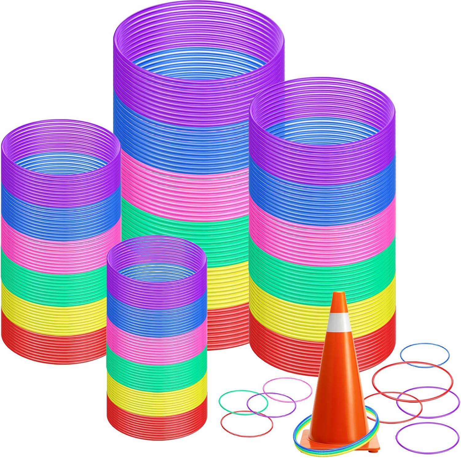 96 anillos de plástico multicolor para lanzar carnaval para niños, juegos de práctica de velocidad y agilidad, juegos de jardín, patio trasero,