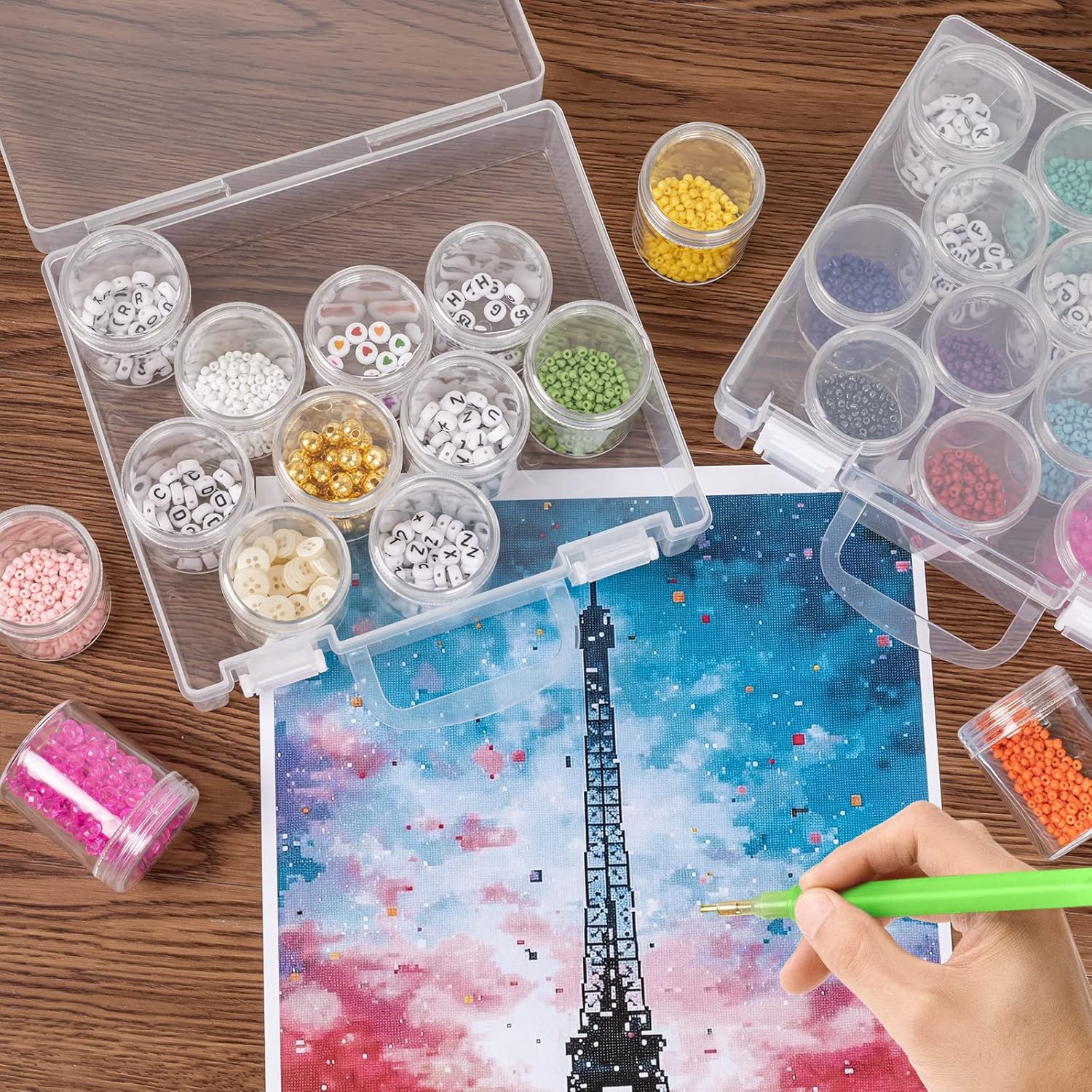 Caja organizadora de cuentas, caja de almacenamiento de arte de pintura de diamante, accesorios de arte de pintura de diamante, contenedores de