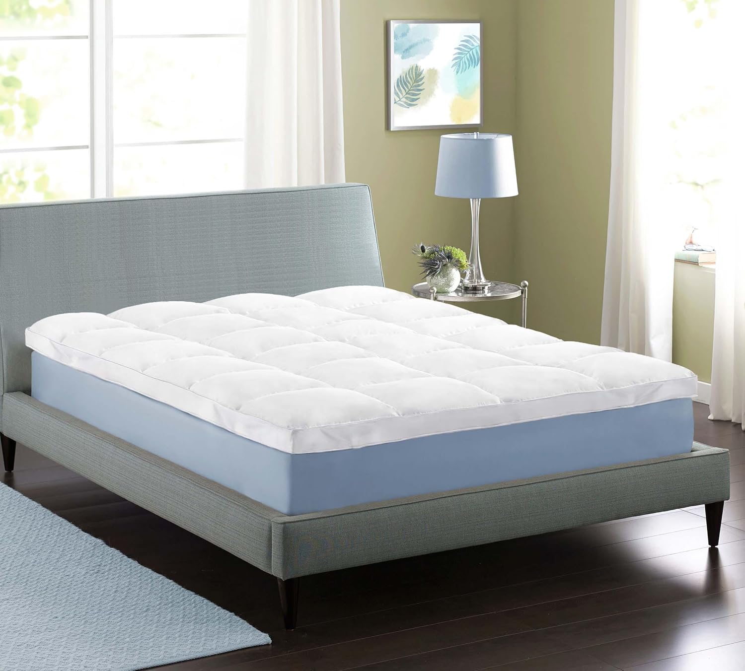 Superior Cubrecolchón, alternativa al plumón, almohada de cama de 2 pulgadas de profundidad, almohadilla cómoda, protector de colchón esponjoso,