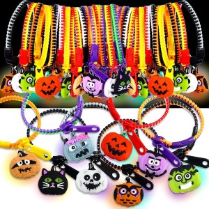 Capoda Juego de pulseras de Halloween para fiestas de Halloween, pulseras de truco o trato para niños y niñas, rellenos de bolsas de golosinas de Capoda Juego de pulseras de Halloween para fiestas de Halloween, pulseras de truco o trato para niños y niñas, rellenos de bolsas de golosinas de