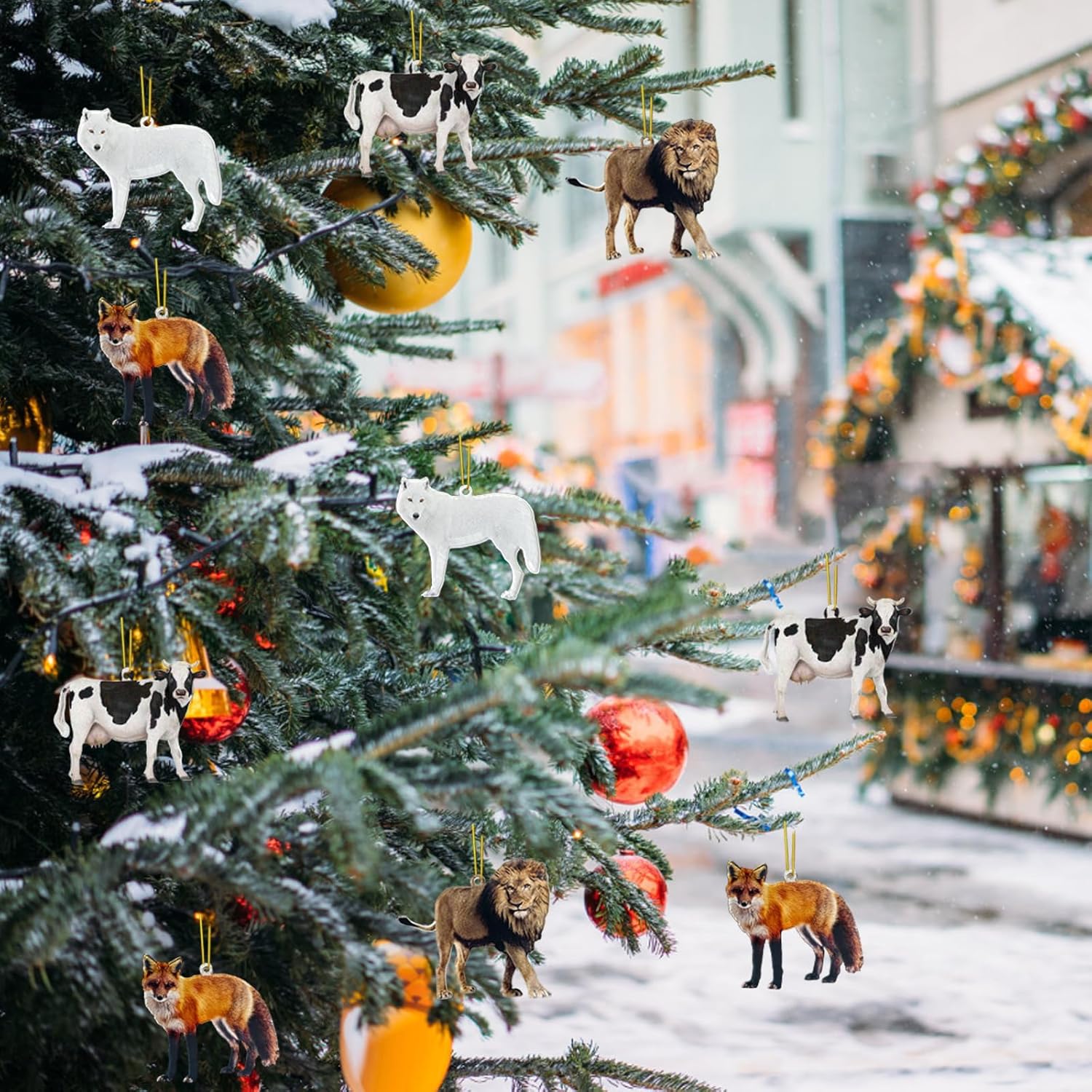 Adornos de animales para árbol de Navidad, exquisito adorno acrílico de doble impresión para decoración de árbol de Navidad, decoración de sala de