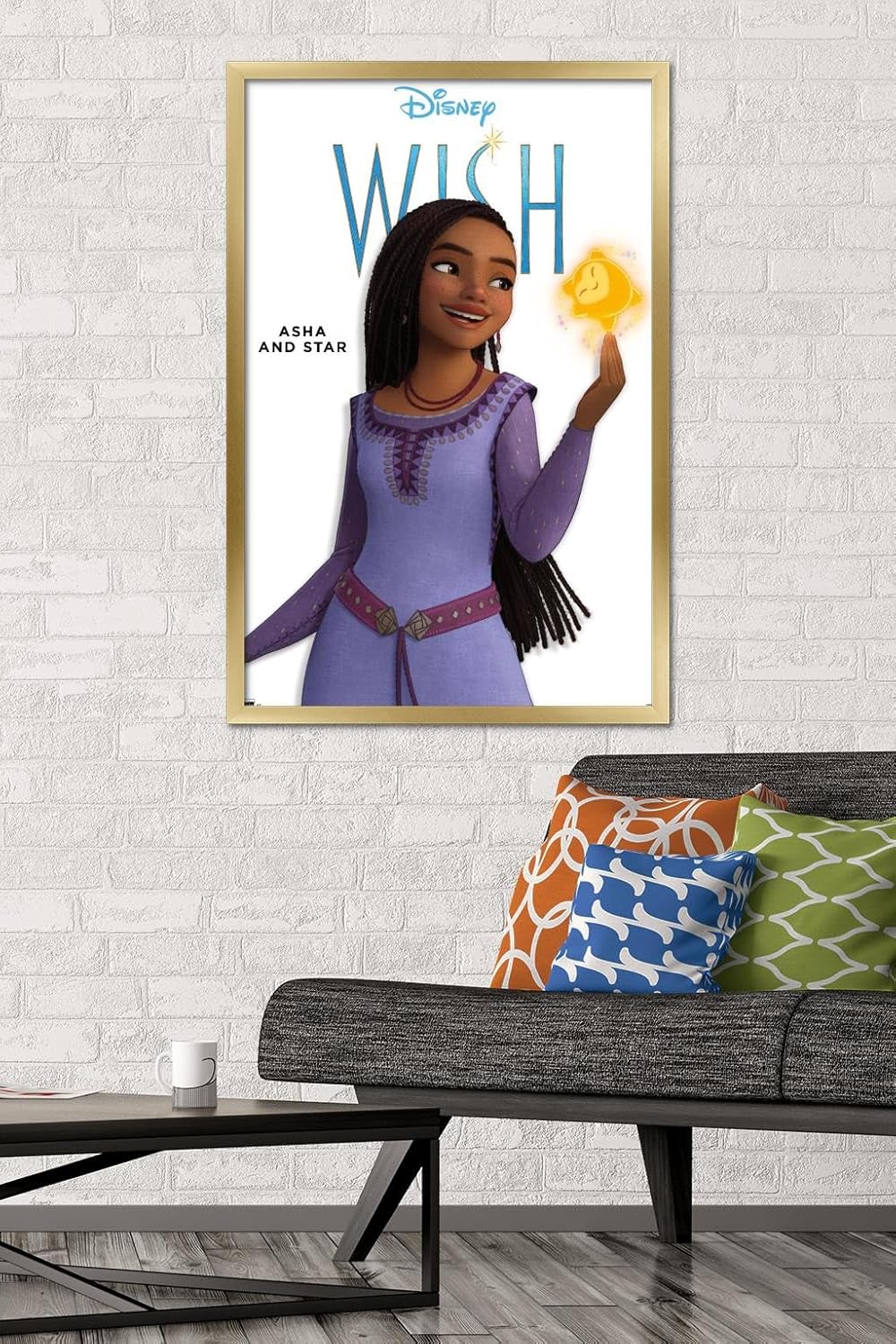 Trends International Disney Wish – Póster de pared Asha Feature Series, 22.37 x 34.00 pulgadas, versión enmarcada en oro