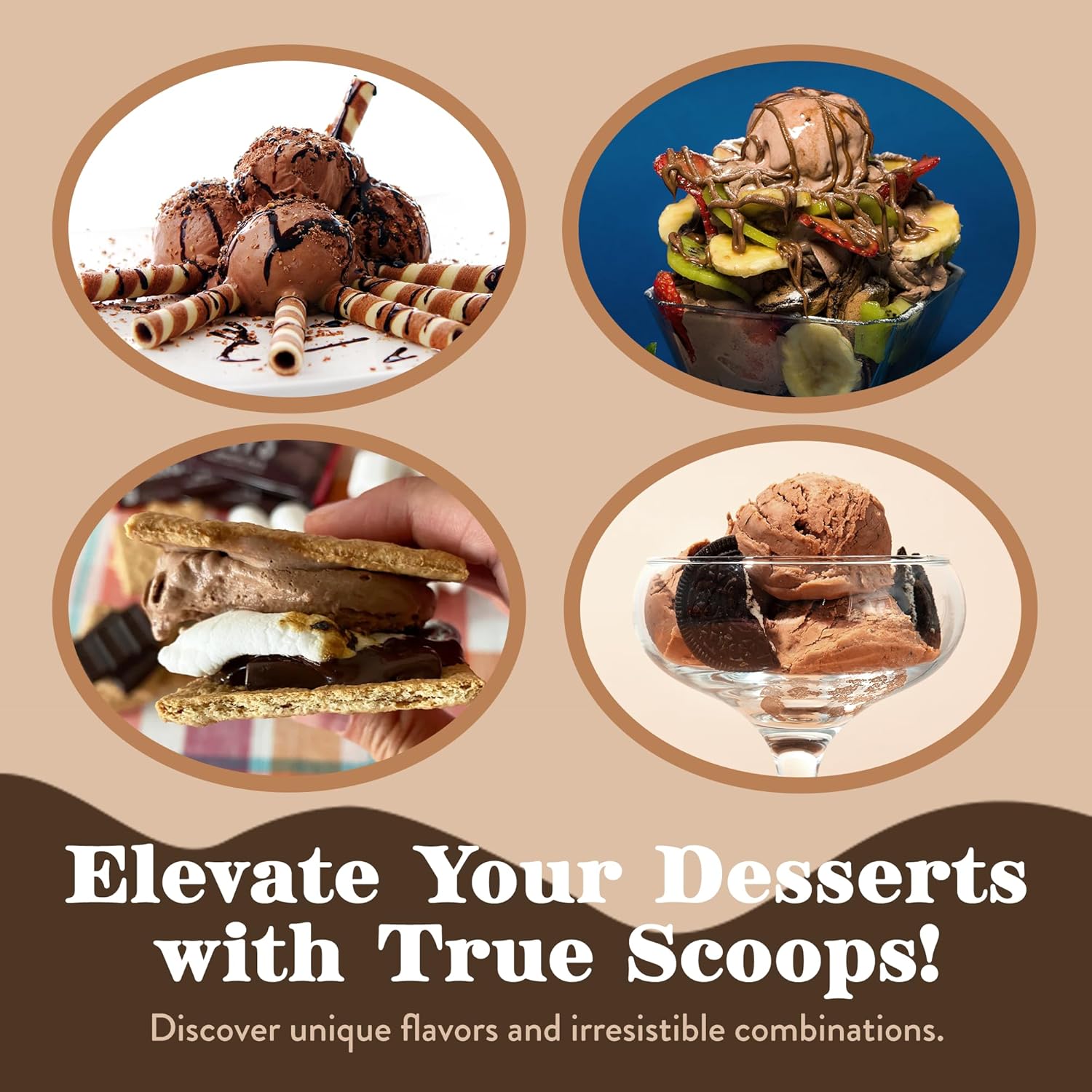 True Scoops Paquete de 2 mezclas de helado de chocolate. Añade un ingrediente la mitad y la mitad. Hace 1 pinta de helado casero de primera calidad