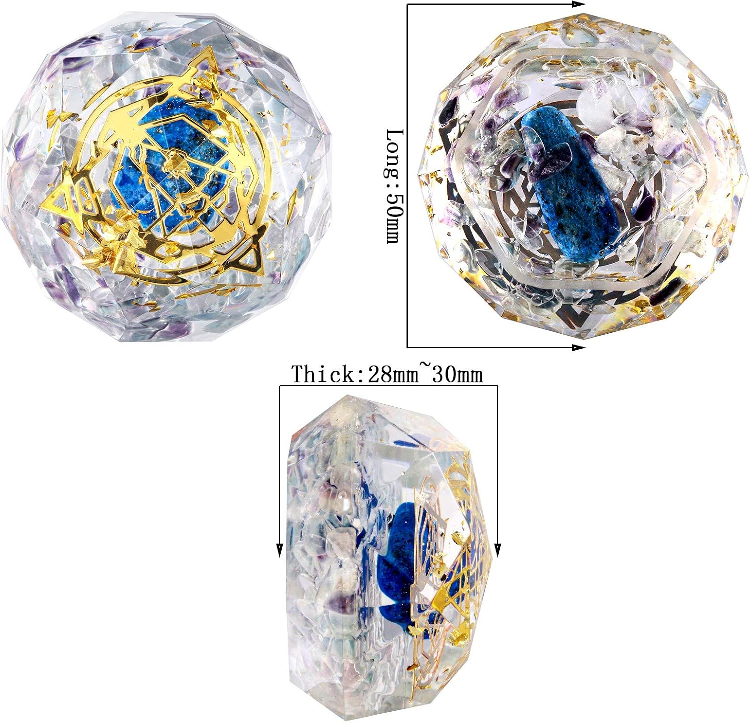 Juego de 2 estrellas de David símbolo orgono fluorita decoración de piedra de cristal facetado generador de energía para meditación Reiki curación