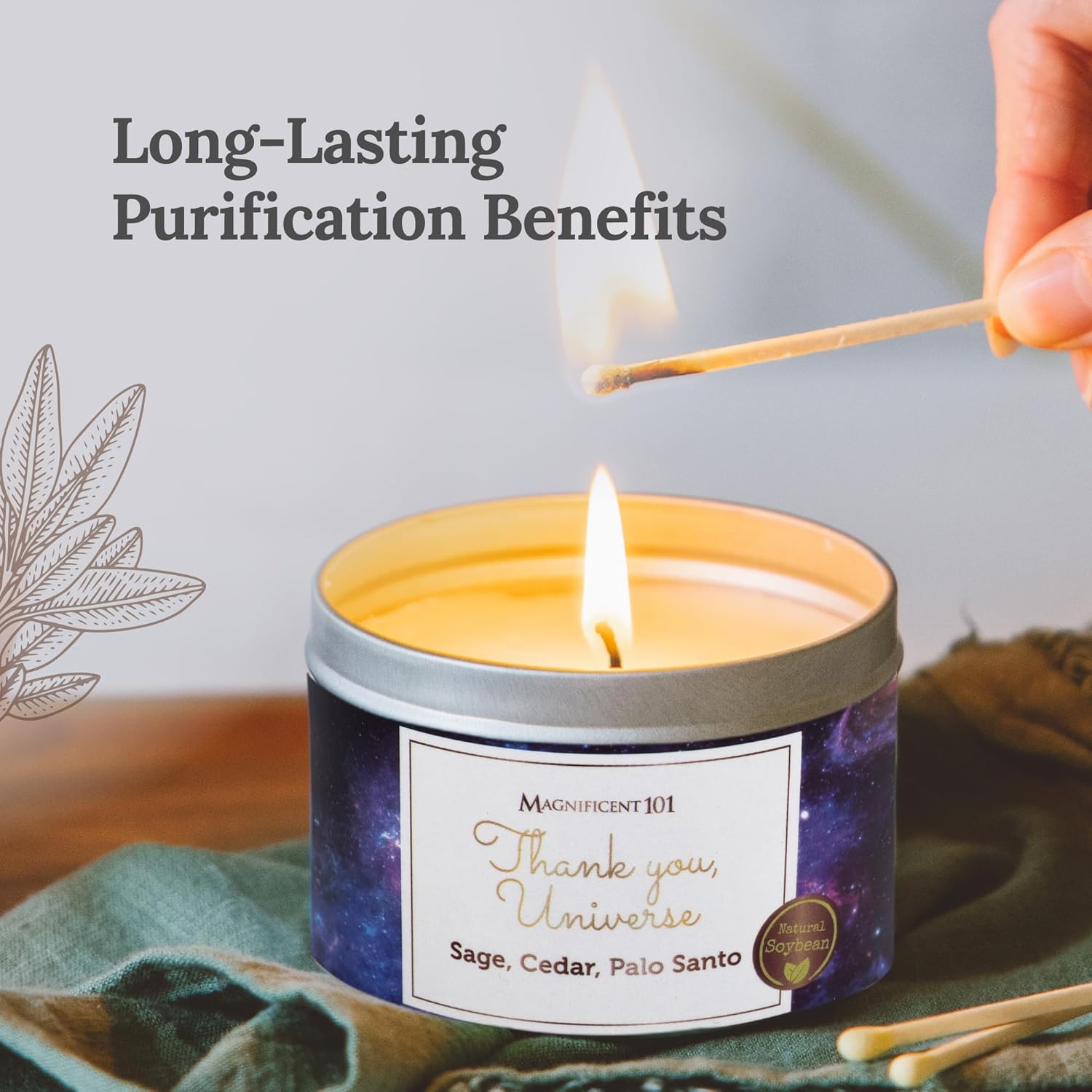 Magnificent 101 Affirmation – Vela de aromaterapia para difuminar Thank You Universe  6 onzas – 35 horas de combustión  100% cera de soja, aceites