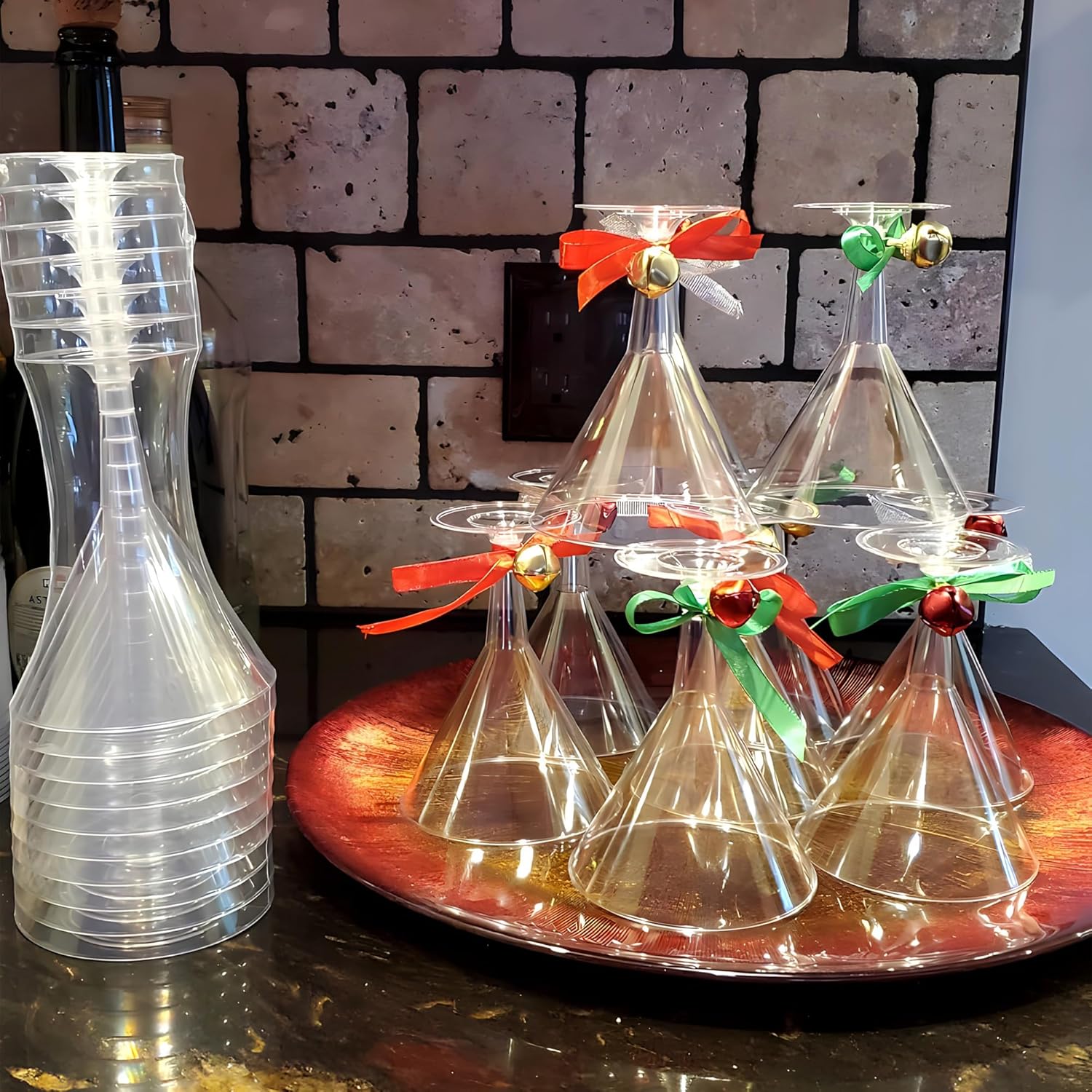 Elegantes tazas de Martini de plástico transparente, 6 onzas (6 unidades) – Vasos de cóctel de plástico de alta calidad y vasos de fiesta,