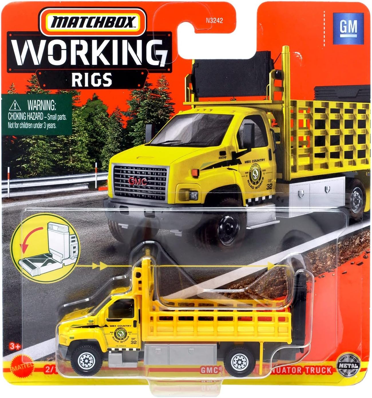 Matchbox GMC 3500 Camión atenuador, amarillo equipos de trabajo 216